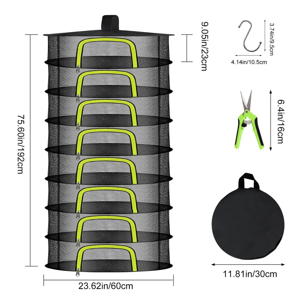 Doacpr 8-Layer Herb Drying Rack with U-shaped zipper