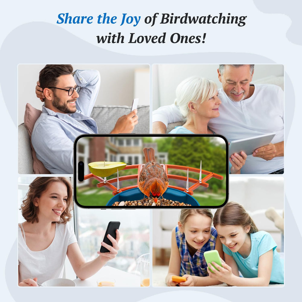 DOCOON Smart Bird Feeder with app interface on smartphone