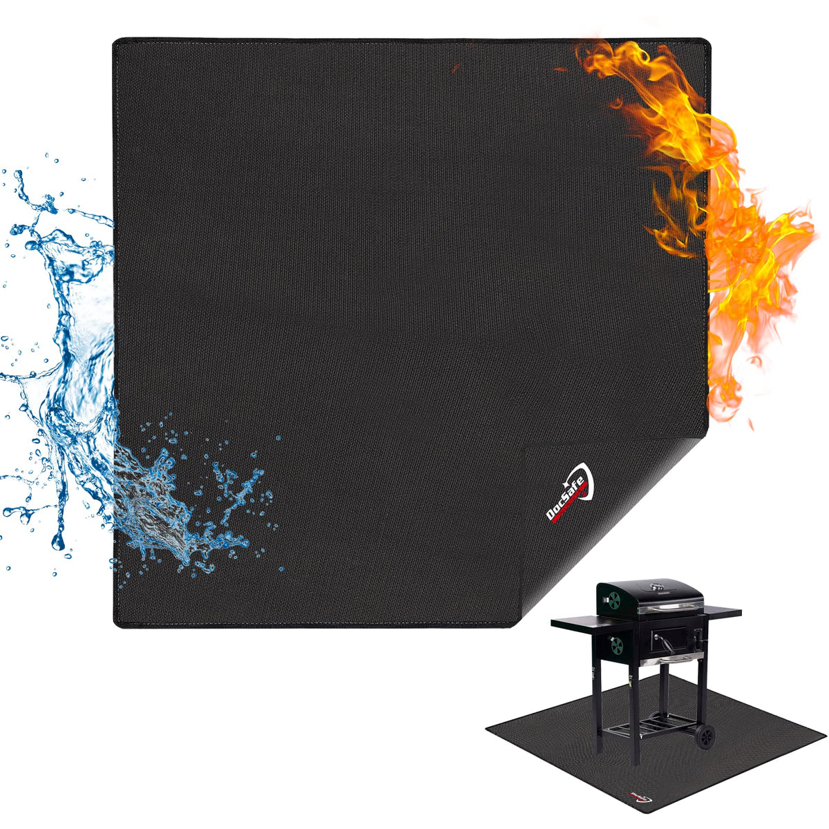 DocSafe 48-inch square fire pit mat front view black