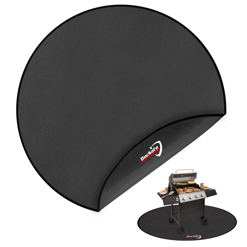 DocSafe 60x60 inch round fire pit mat black front view
