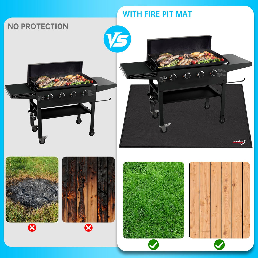 DocSafe fire mat with grill setup in backyard