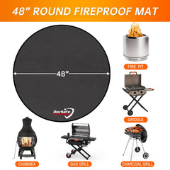 DocSafe fire pit mat laid on patio with grill