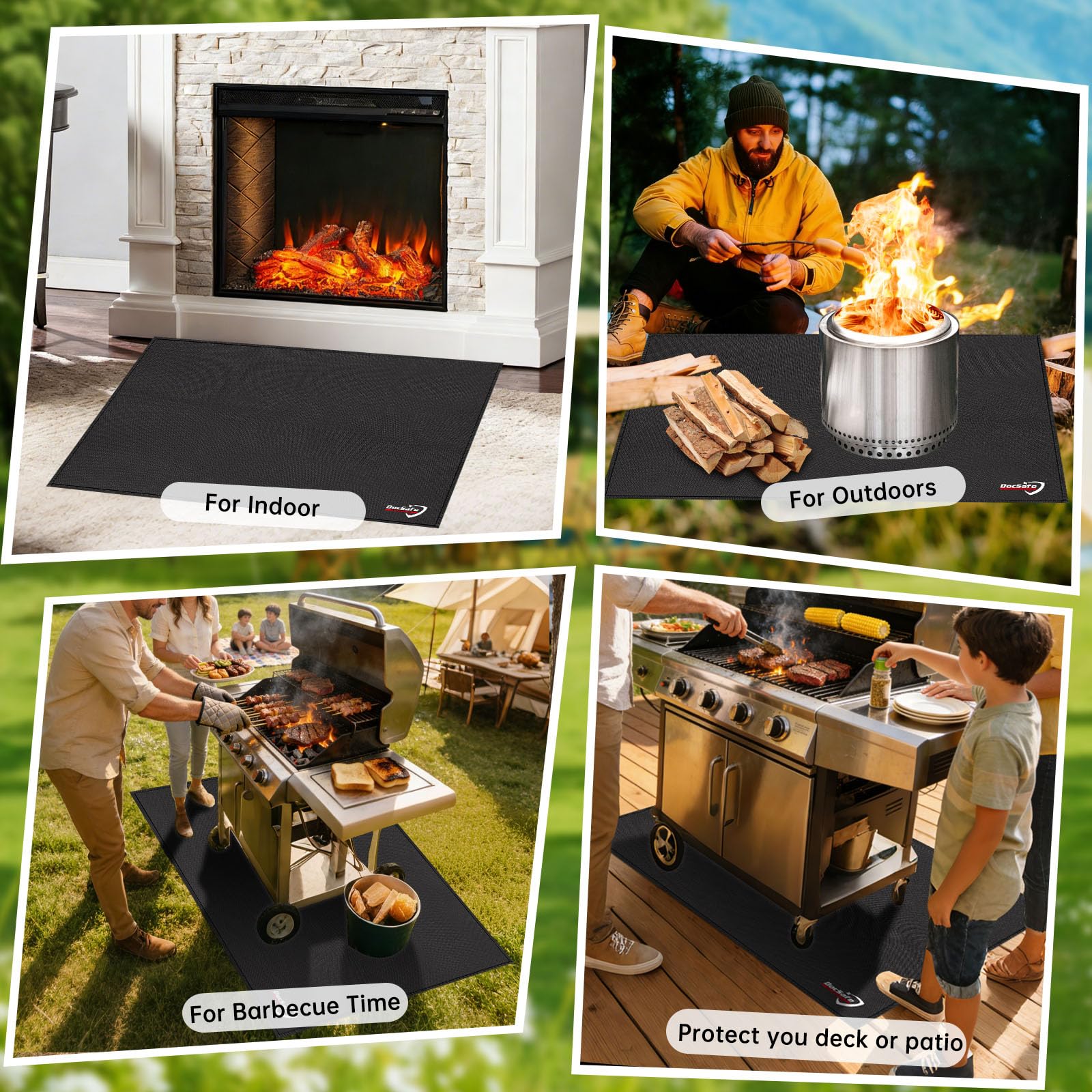 DocSafe fire pit mat showing four layers of material