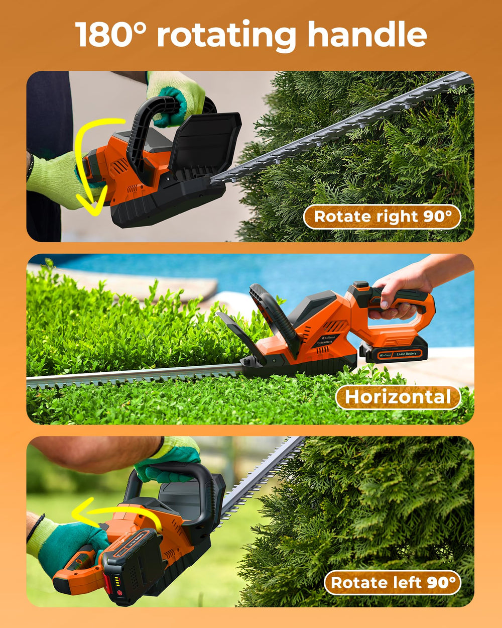 DocSmart hedge trimmer being used in a garden setting