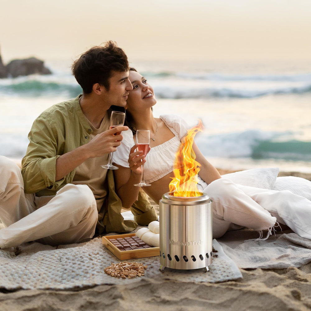 Dodometrek Mini Tabletop Fire Pit detailed view of stainless steel finish