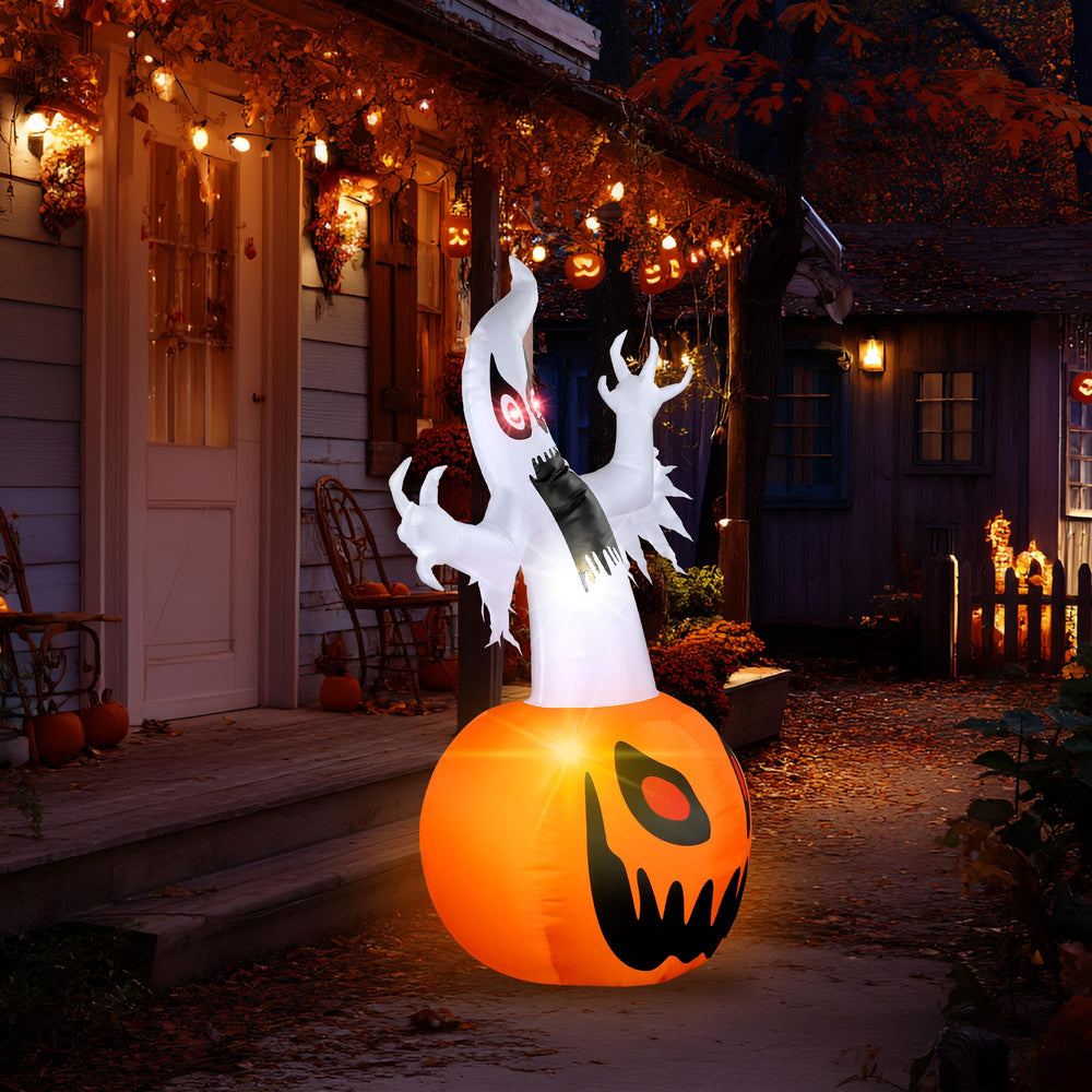 Dofulay 5Ft Halloween Inflatable Ghost Pumpkin during daytime