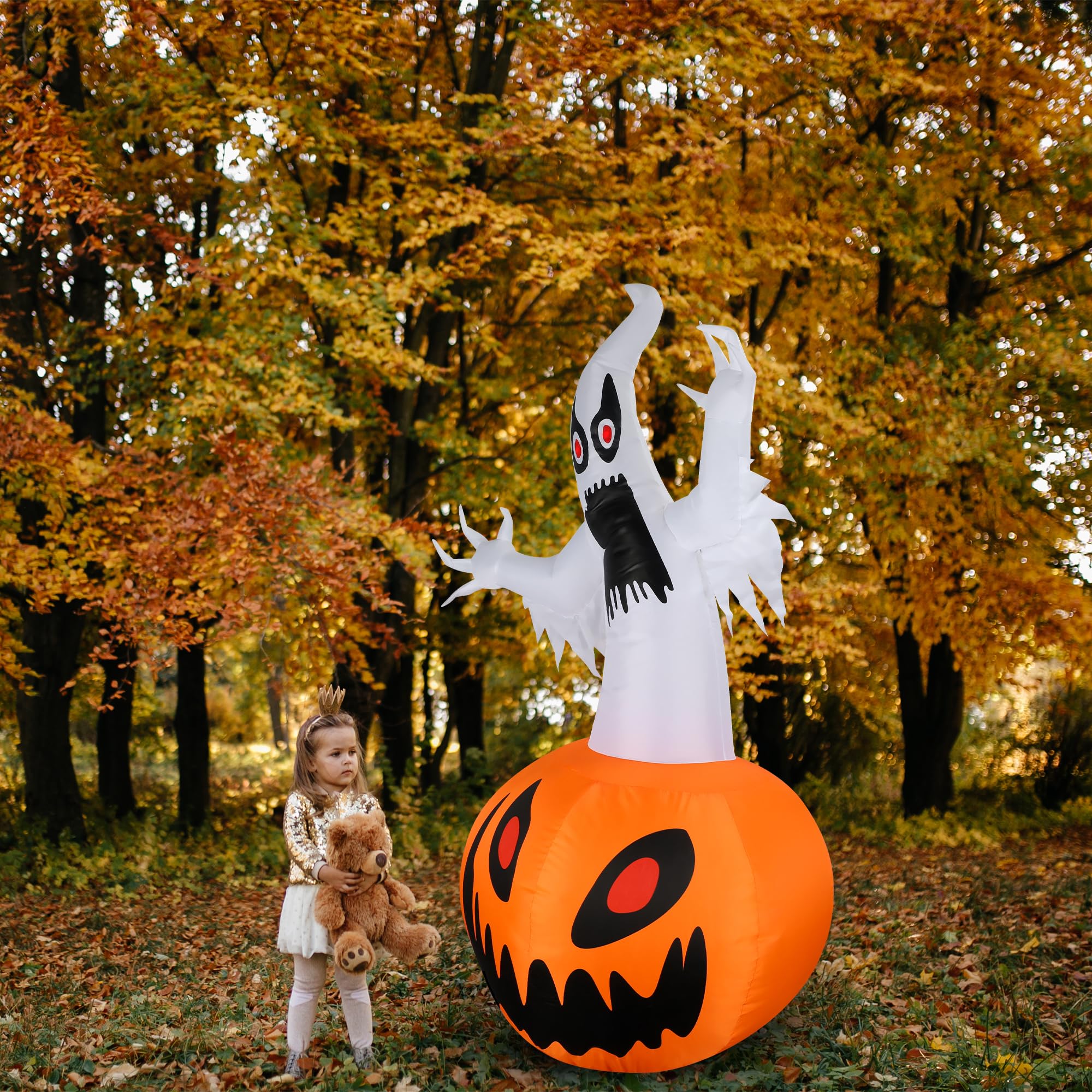 Dofulay 5Ft Halloween Inflatable Ghost Pumpkin packaging