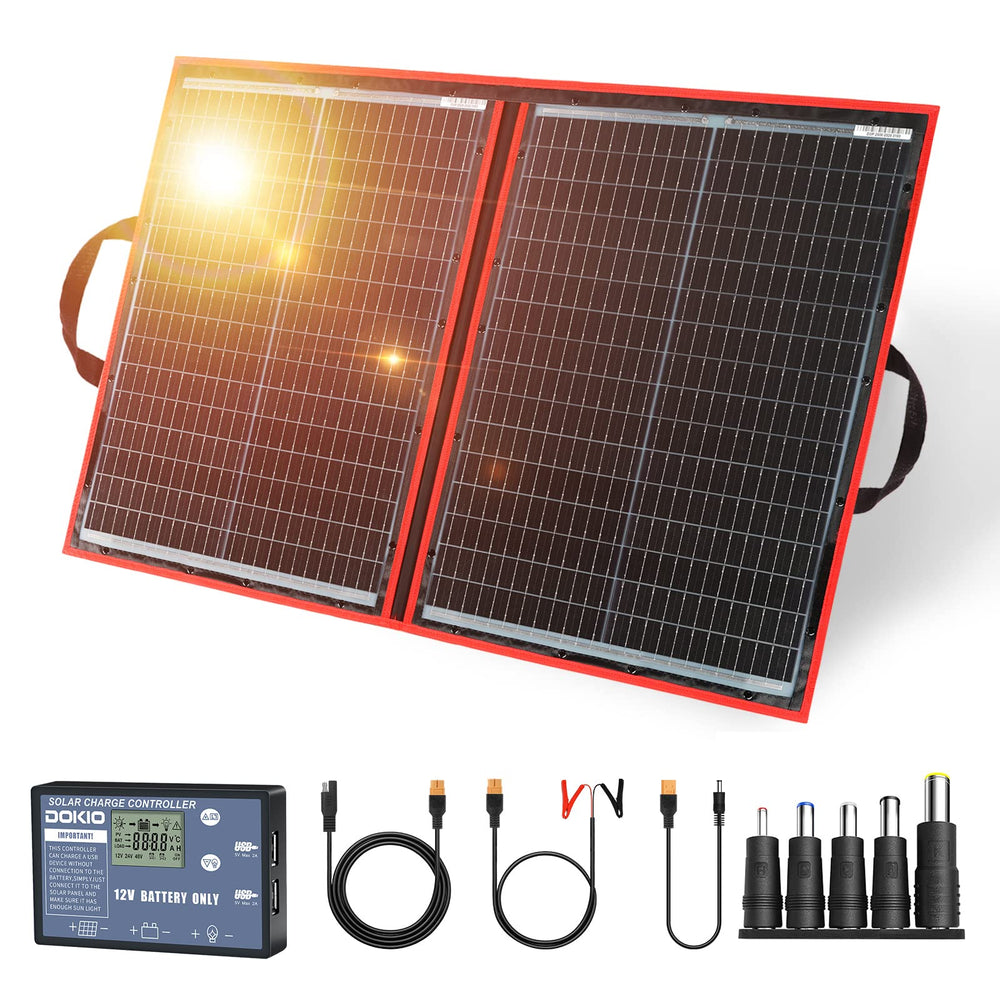 DOKIO 100W Portable Foldable Solar Panel front view