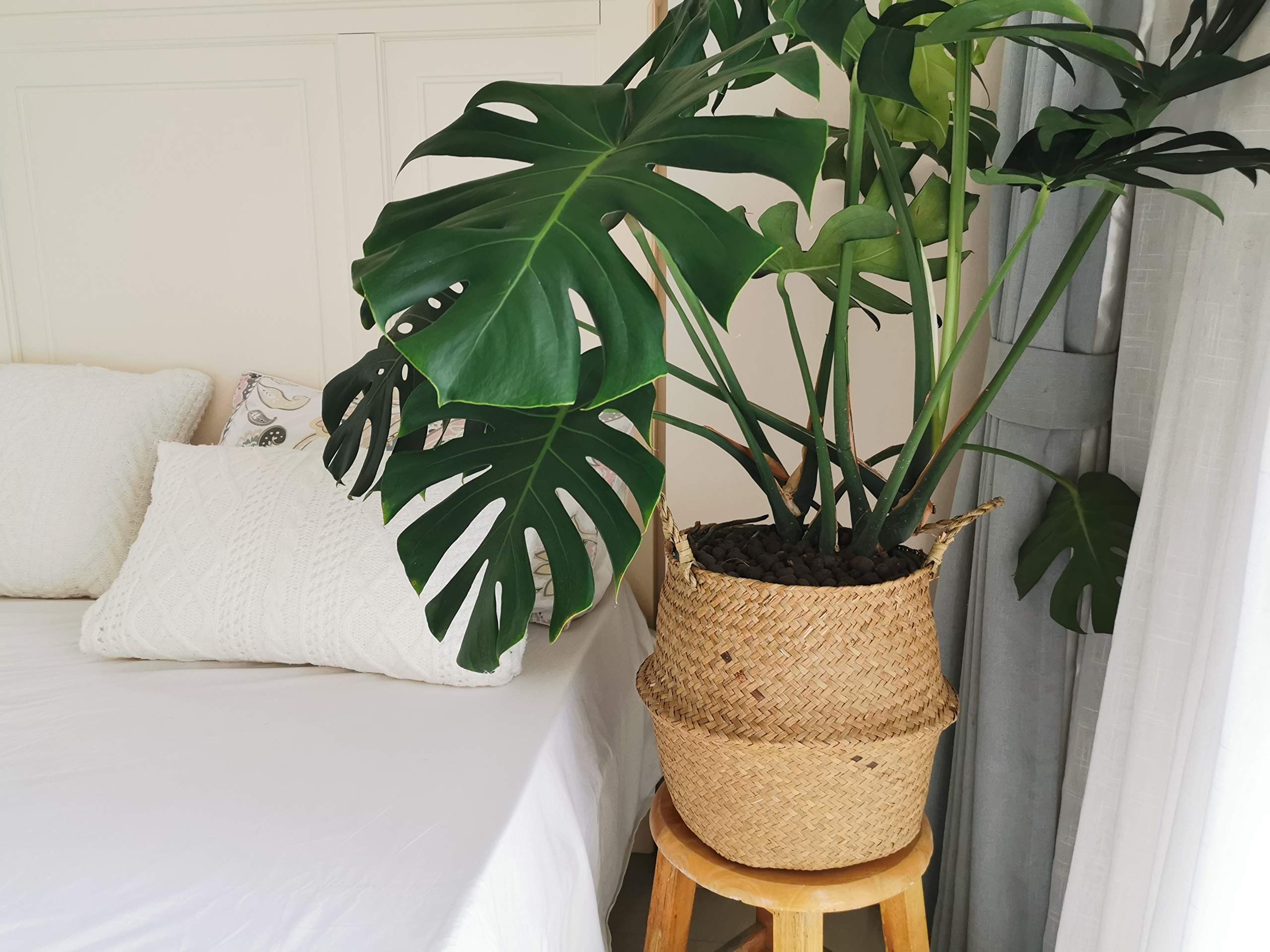 DOKOT Extra Large Seagrass Basket in a living room setting