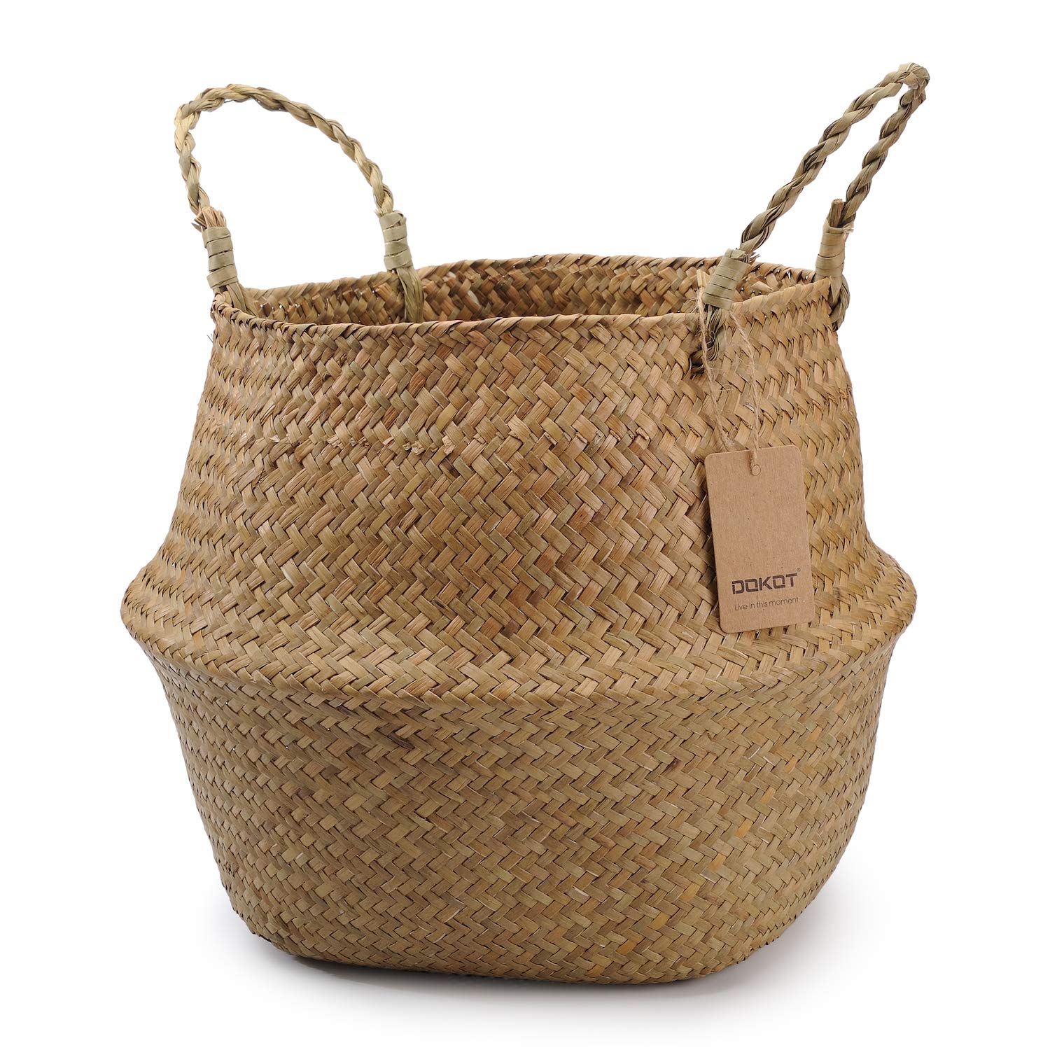 DOKOT Seagrass Plant Basket front view with handles
