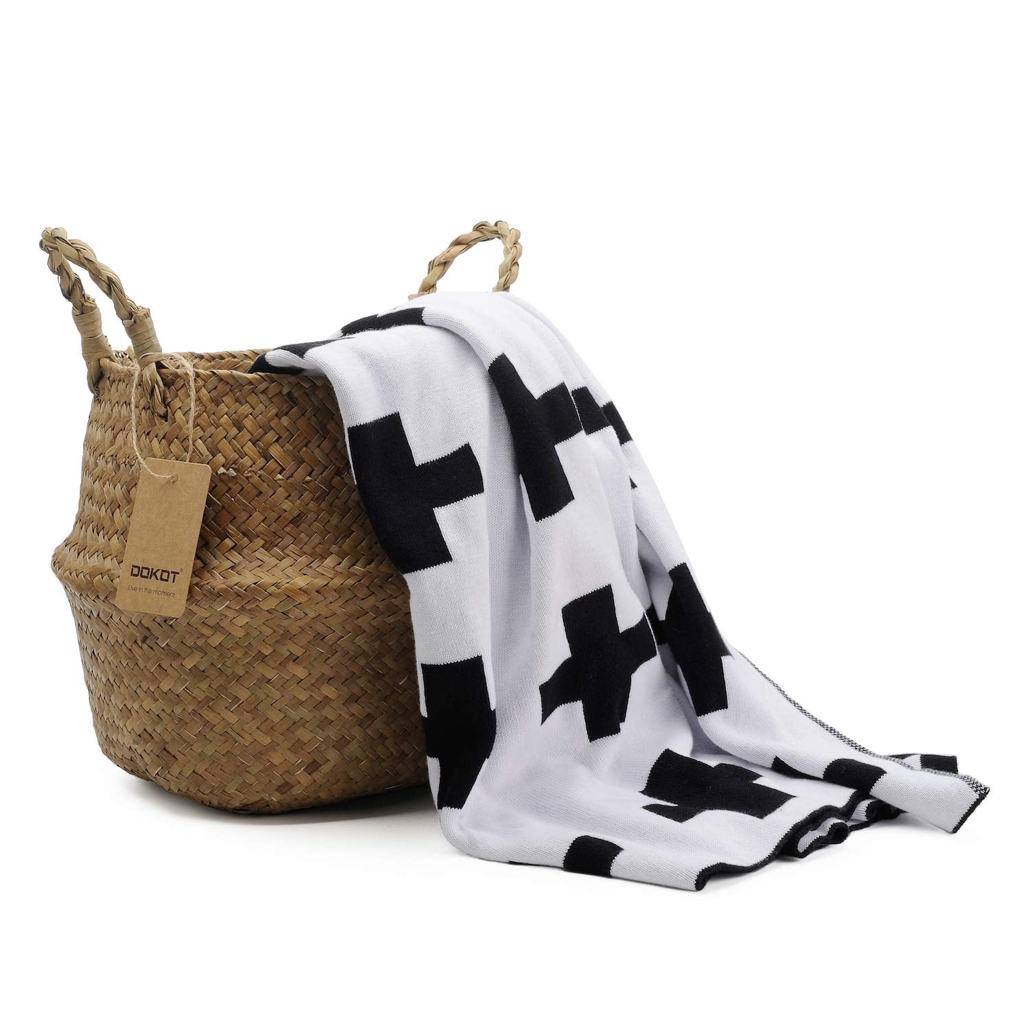 DOKOT Seagrass Plant Basket with laundry items, home setting