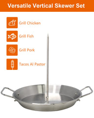 DOLAMOTY Vertical Skewer Pan in use on a grill