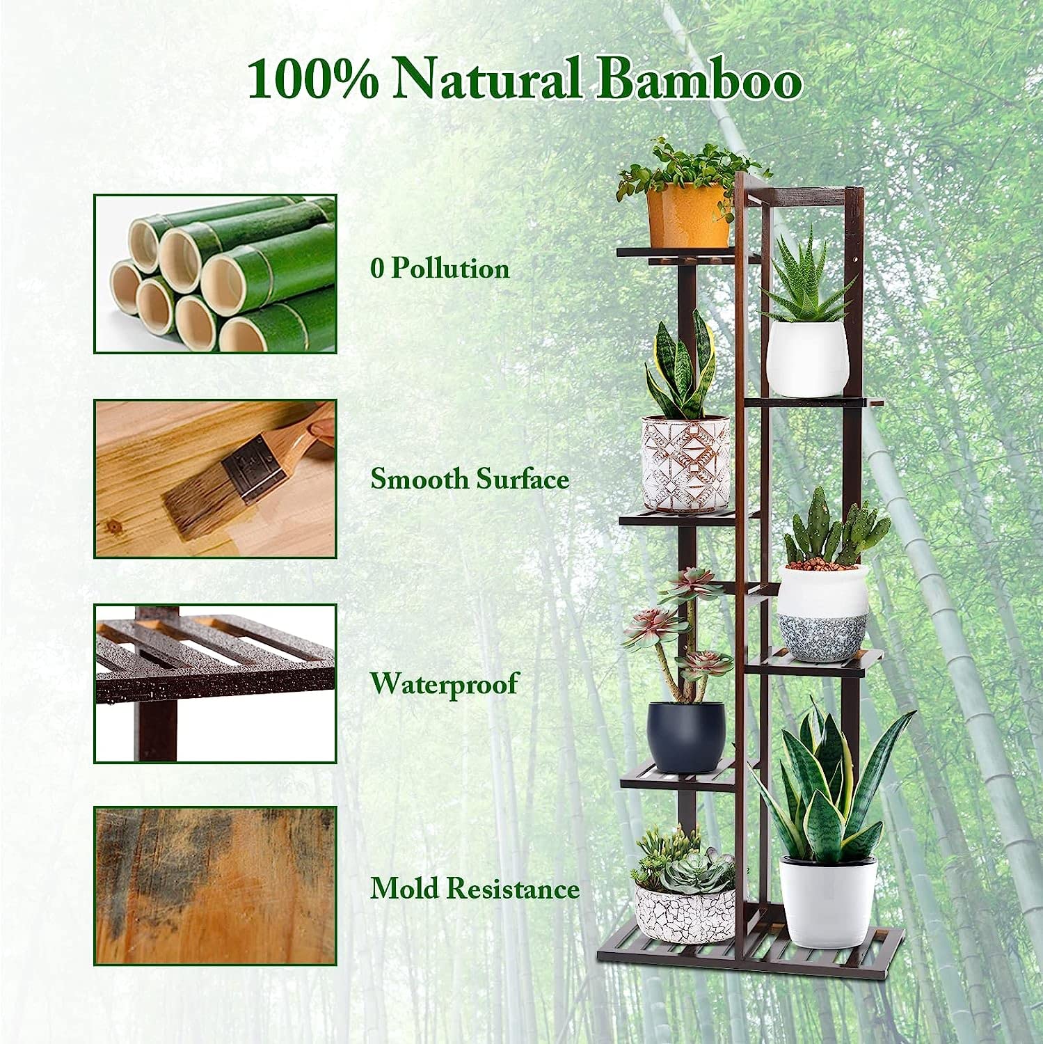 DolceLuna Plant Stand with various potted plants displayed