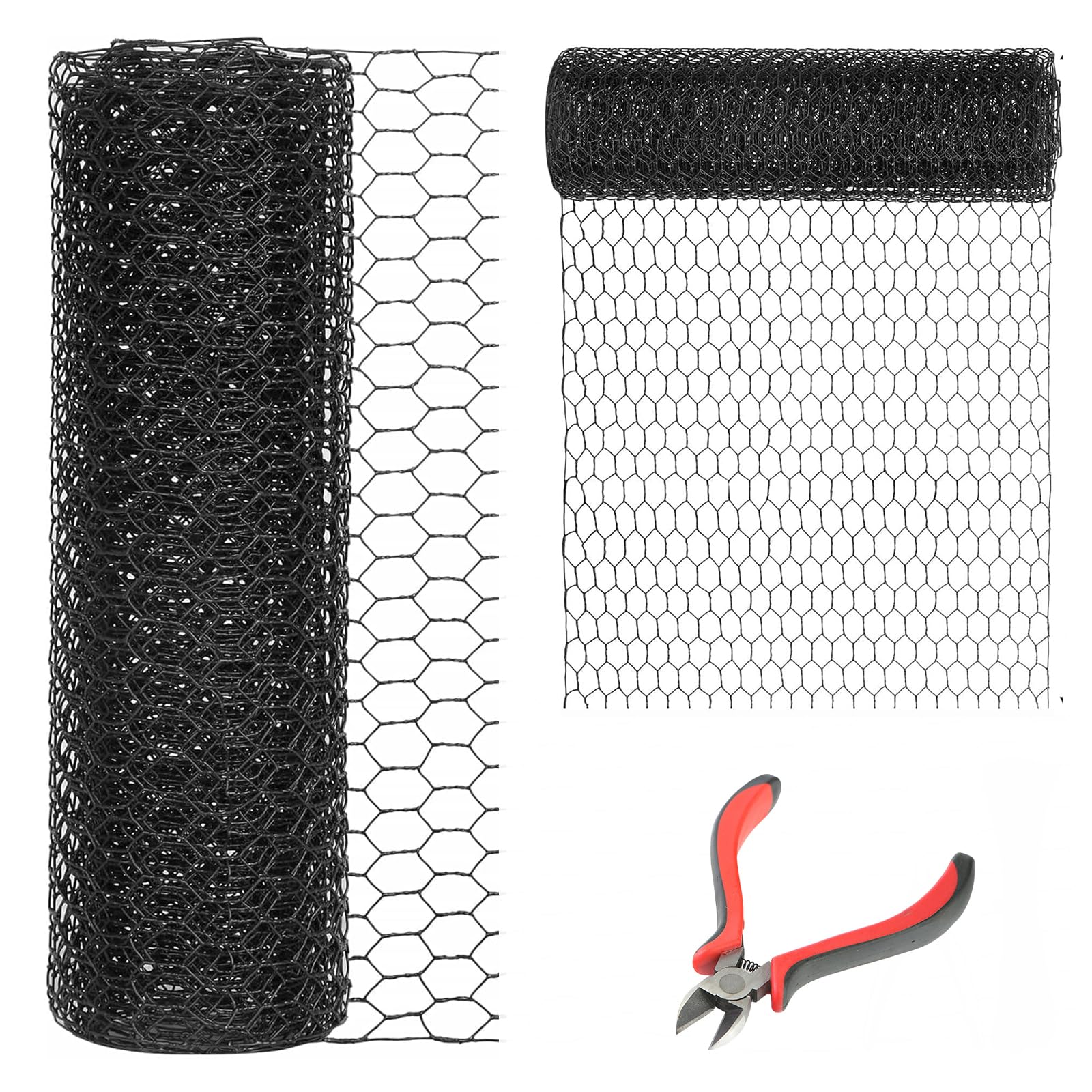 DOLEMODUO 12 inch x 150 feet black chicken wire mesh fence roll