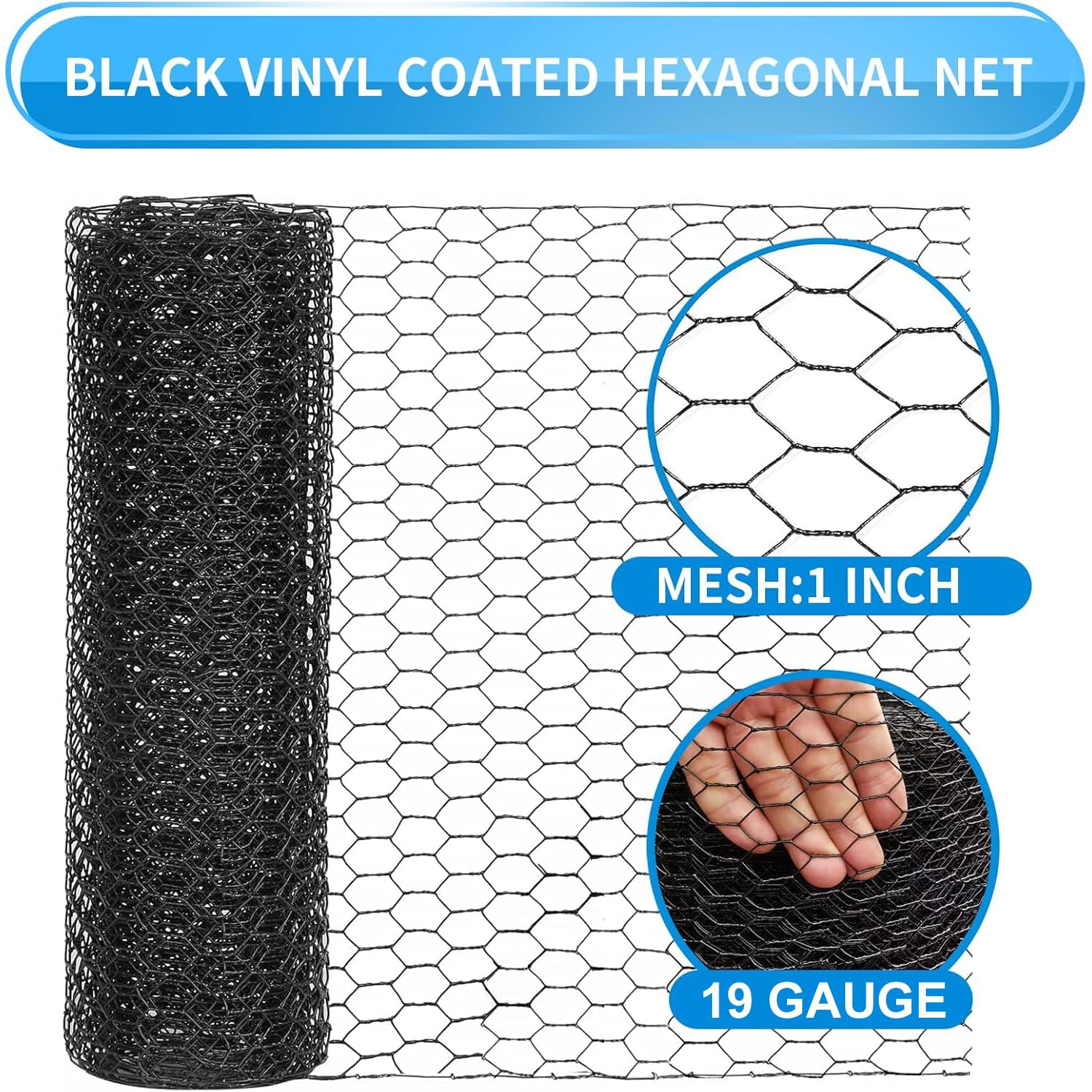 DOLEMODUO black chicken wire roll on a wooden surface