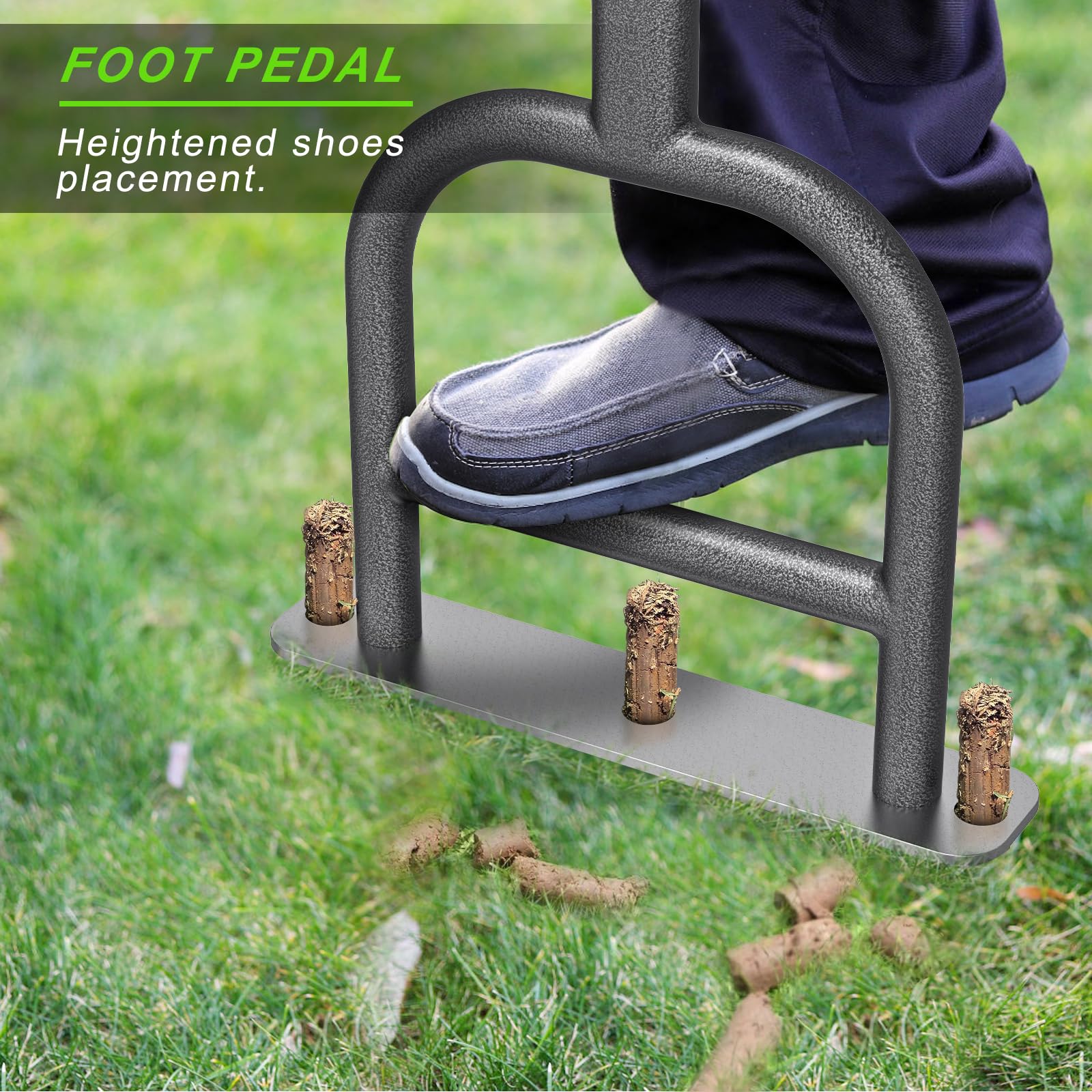 Dolibest Lawn Coring Aerator in use on a grassy lawn
