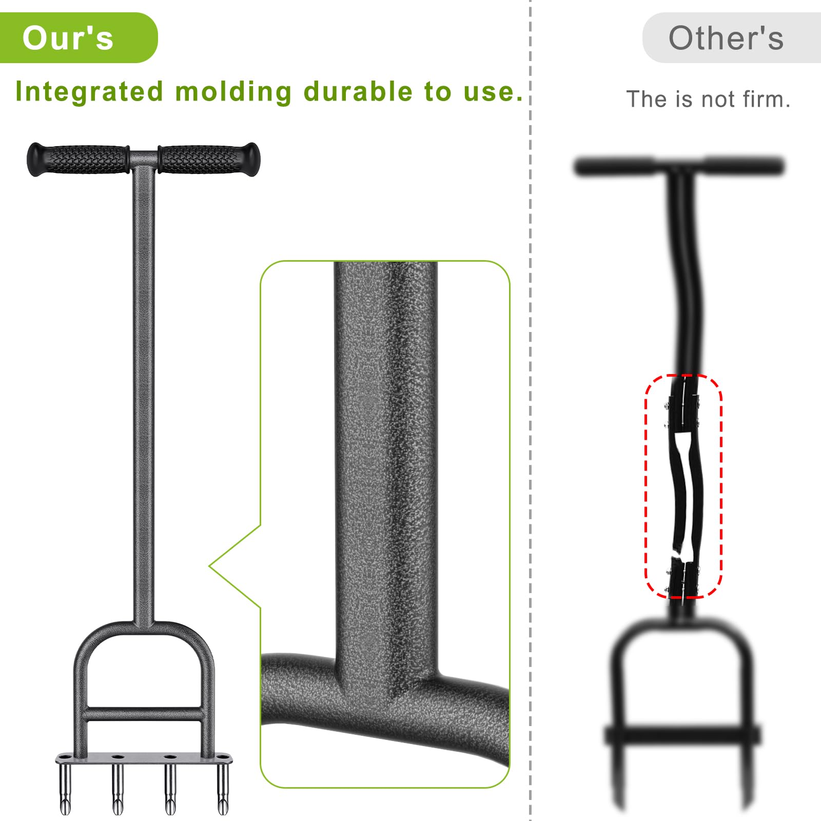 Dolibest Lawn Coring Aerator showing the soft rubber grip