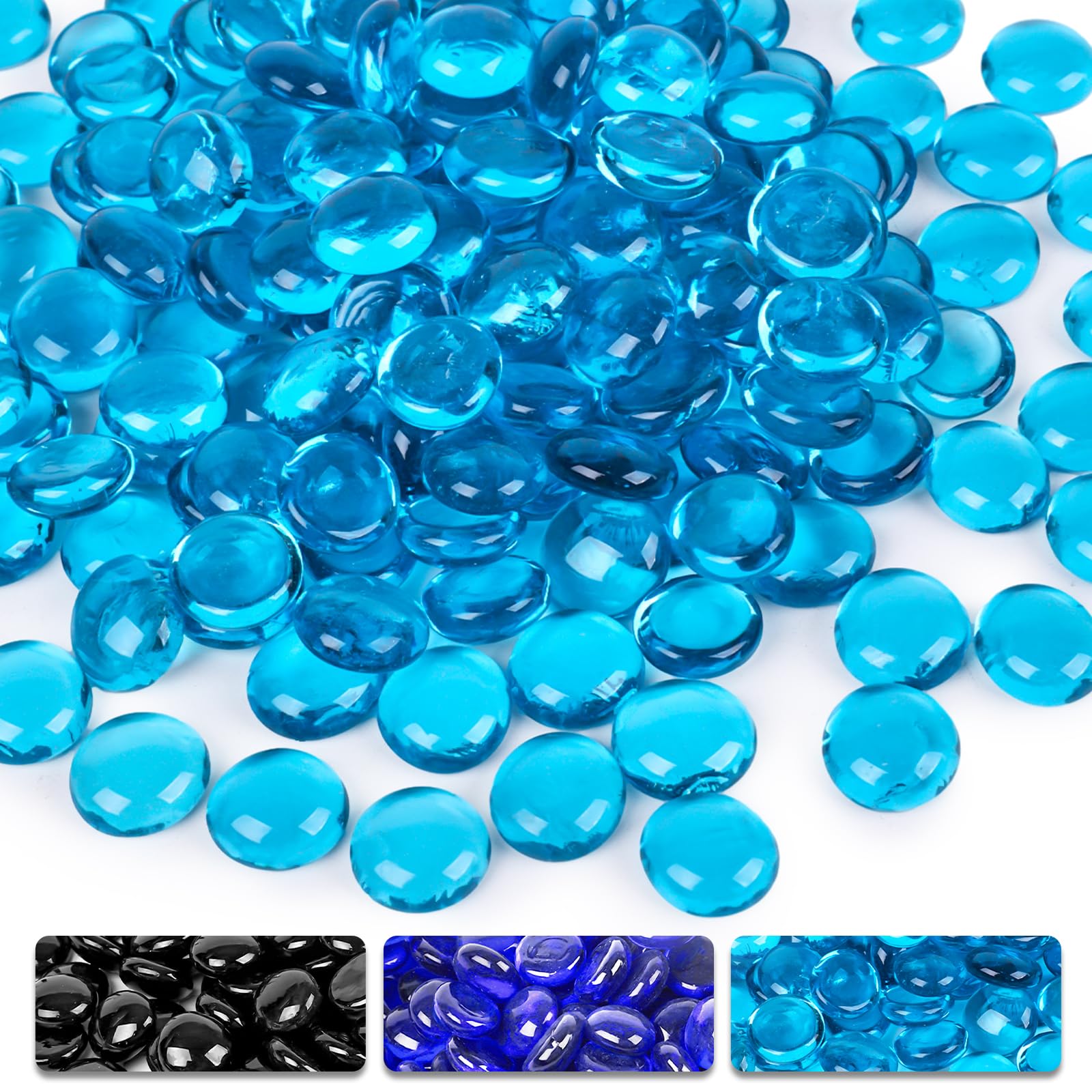 DomeStar 10 LB Blue Fire Pit Glass Rocks in packaging