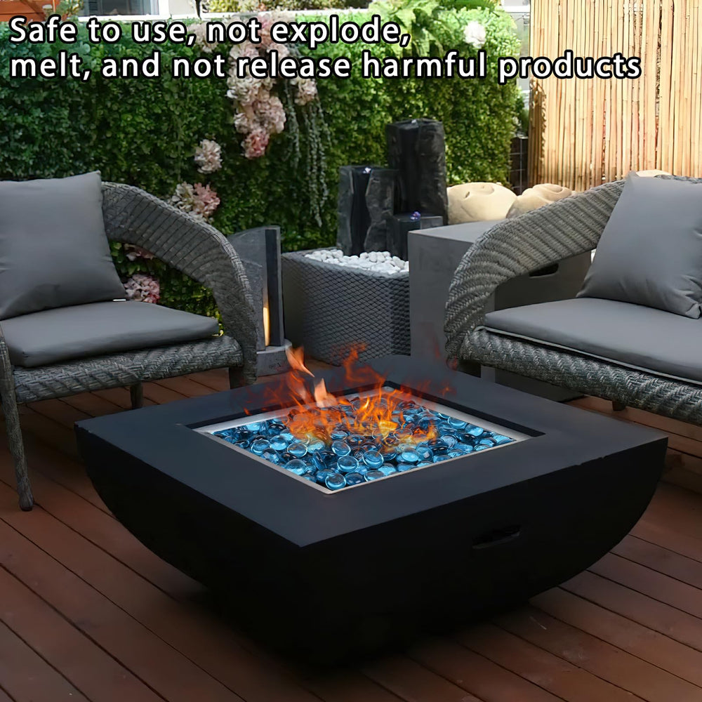 DomeStar blue fire glass reflecting flames