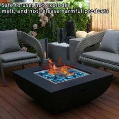 DomeStar blue fire glass reflecting flames
