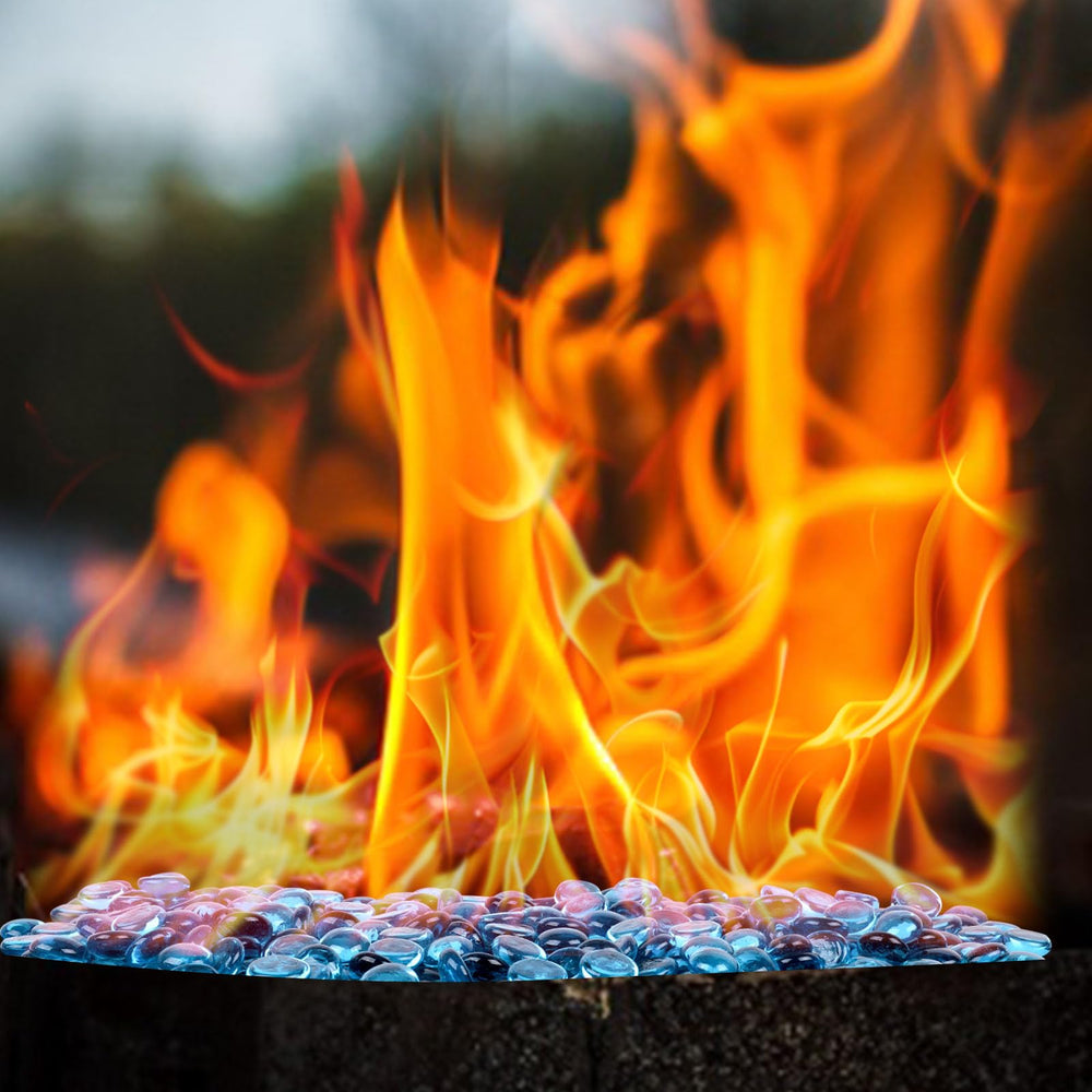 DomeStar fire glass in a beautiful garden setting