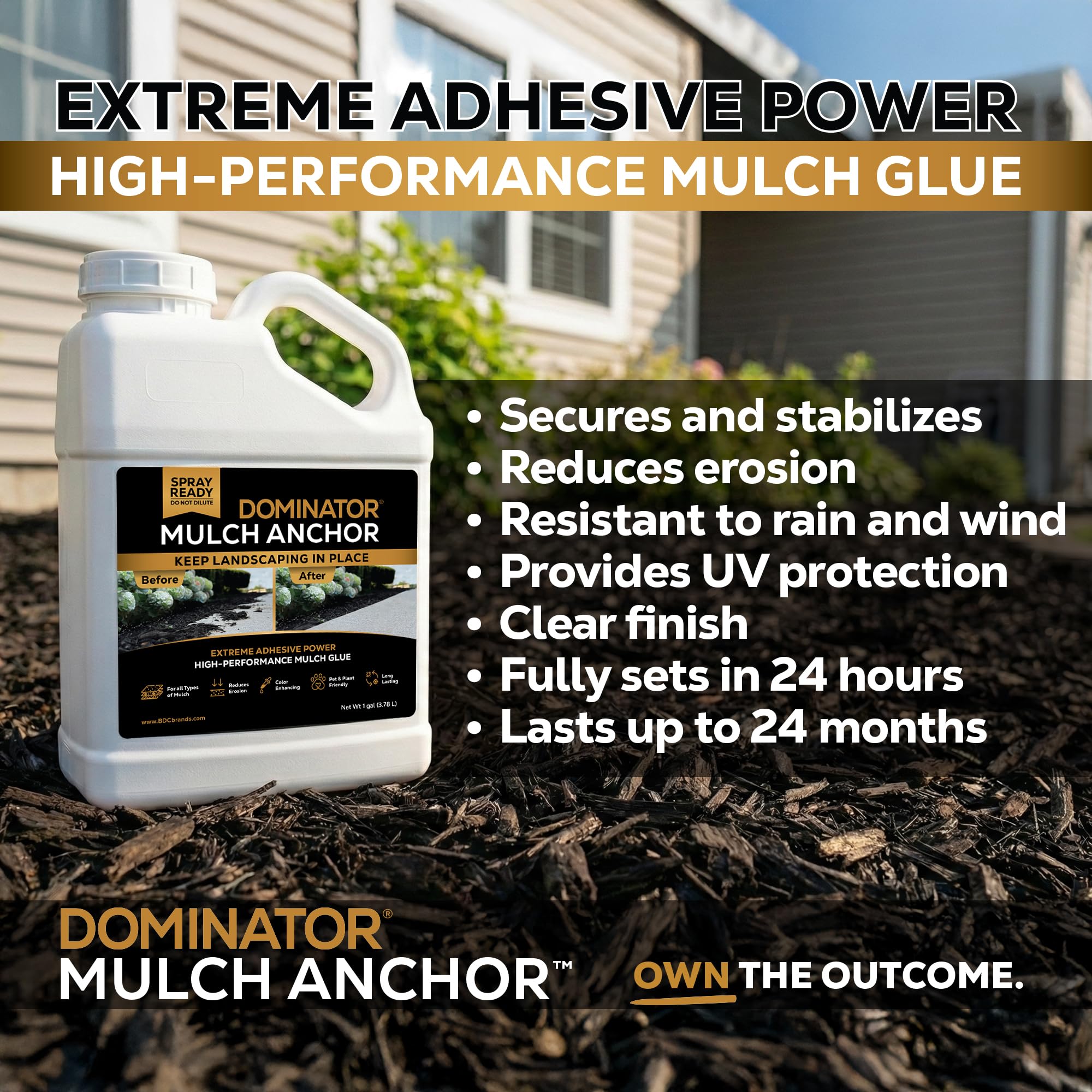 DOMINATOR Mulch Anchor drying on mulch
