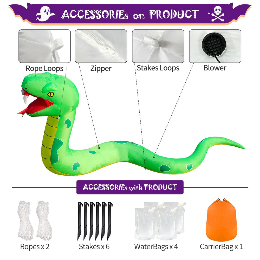 DomKom Halloween inflatable snake packaged for delivery