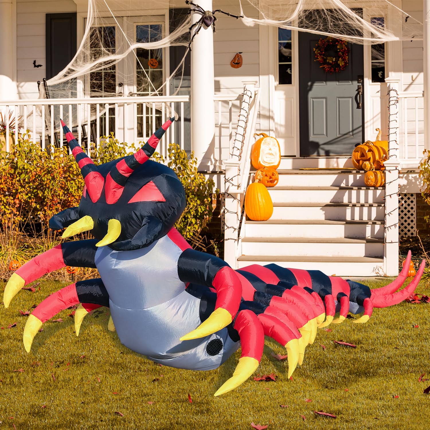 DomKom inflatable centipede during the night with LED lights