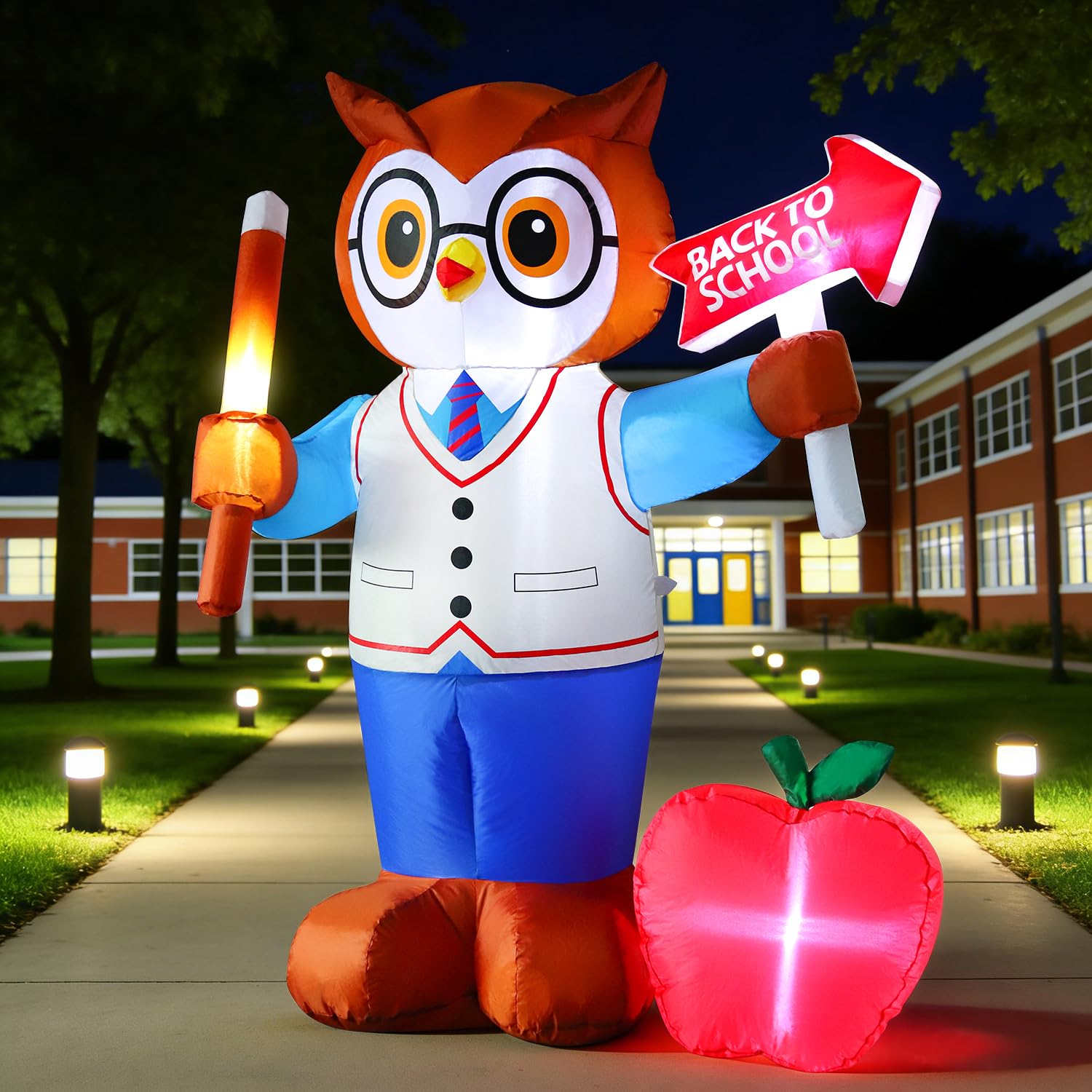DomKom Inflatable Professor Owl displayed at a welcome-back party