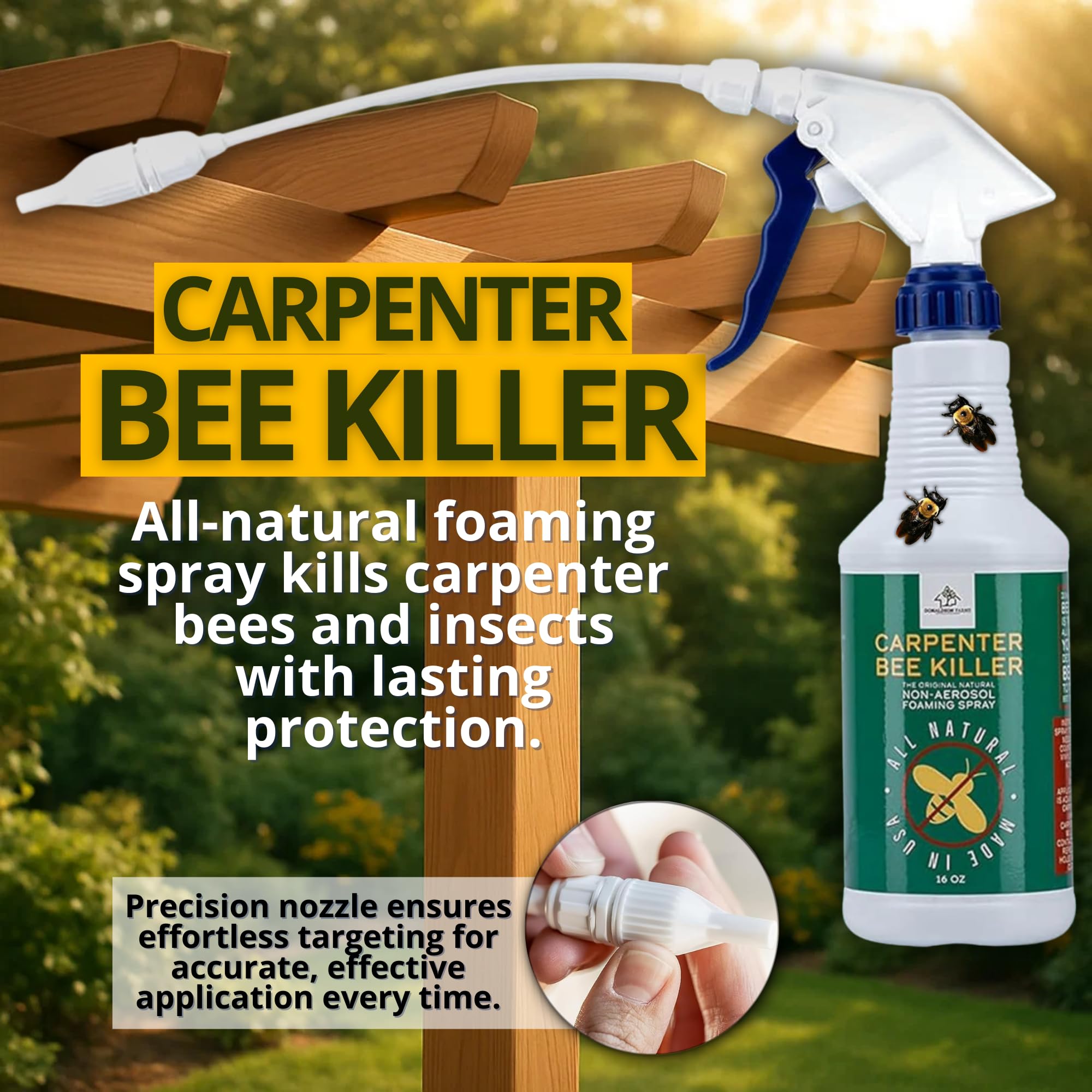 Donaldson Farms Carpenter Bee Spray in outdoor setting