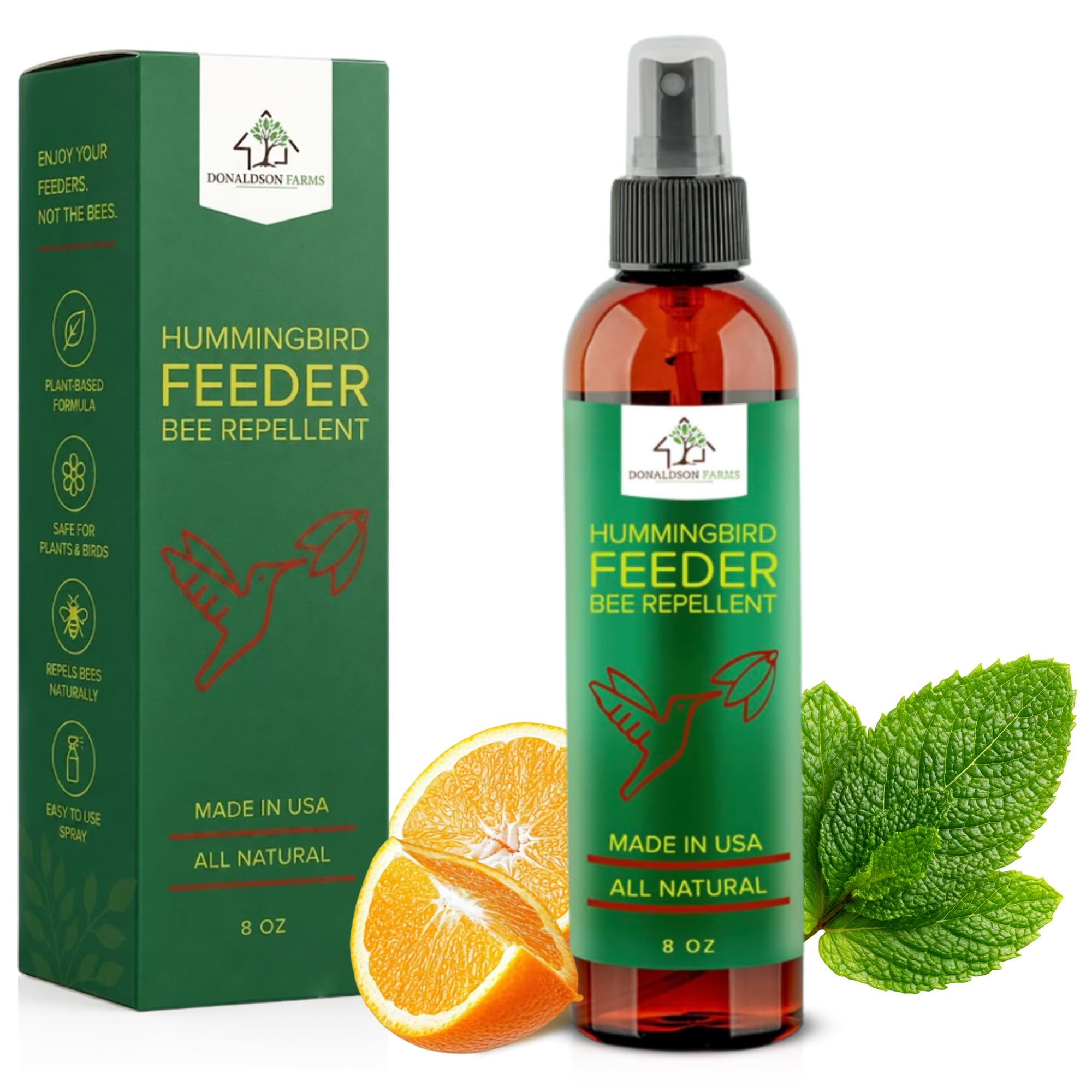 Donaldson Farms Hummingbird Feeder Bee Repellent Spray 8oz bottle front view