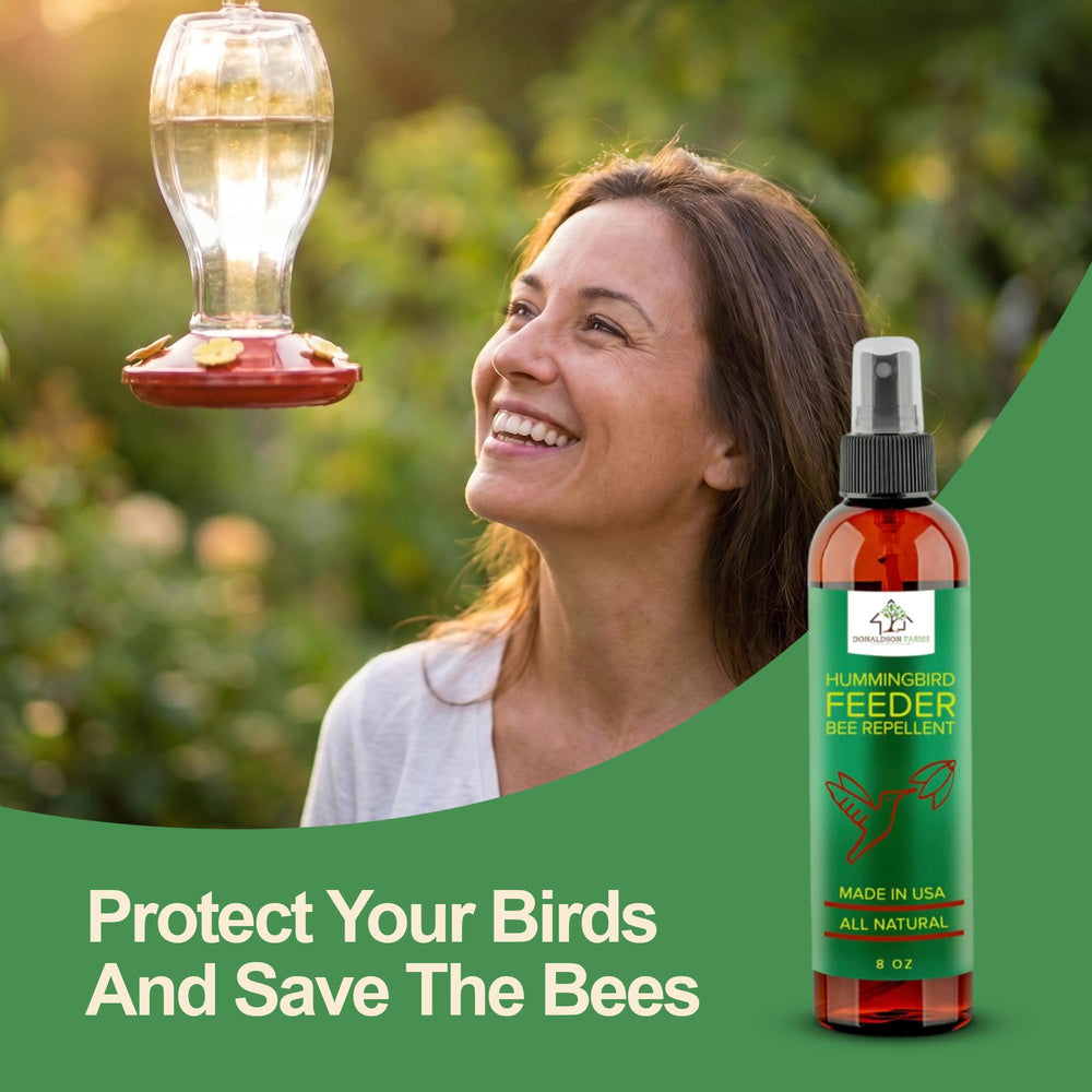 Donaldson Farms Hummingbird Feeder Bee Repellent Spray 8oz bottle side view