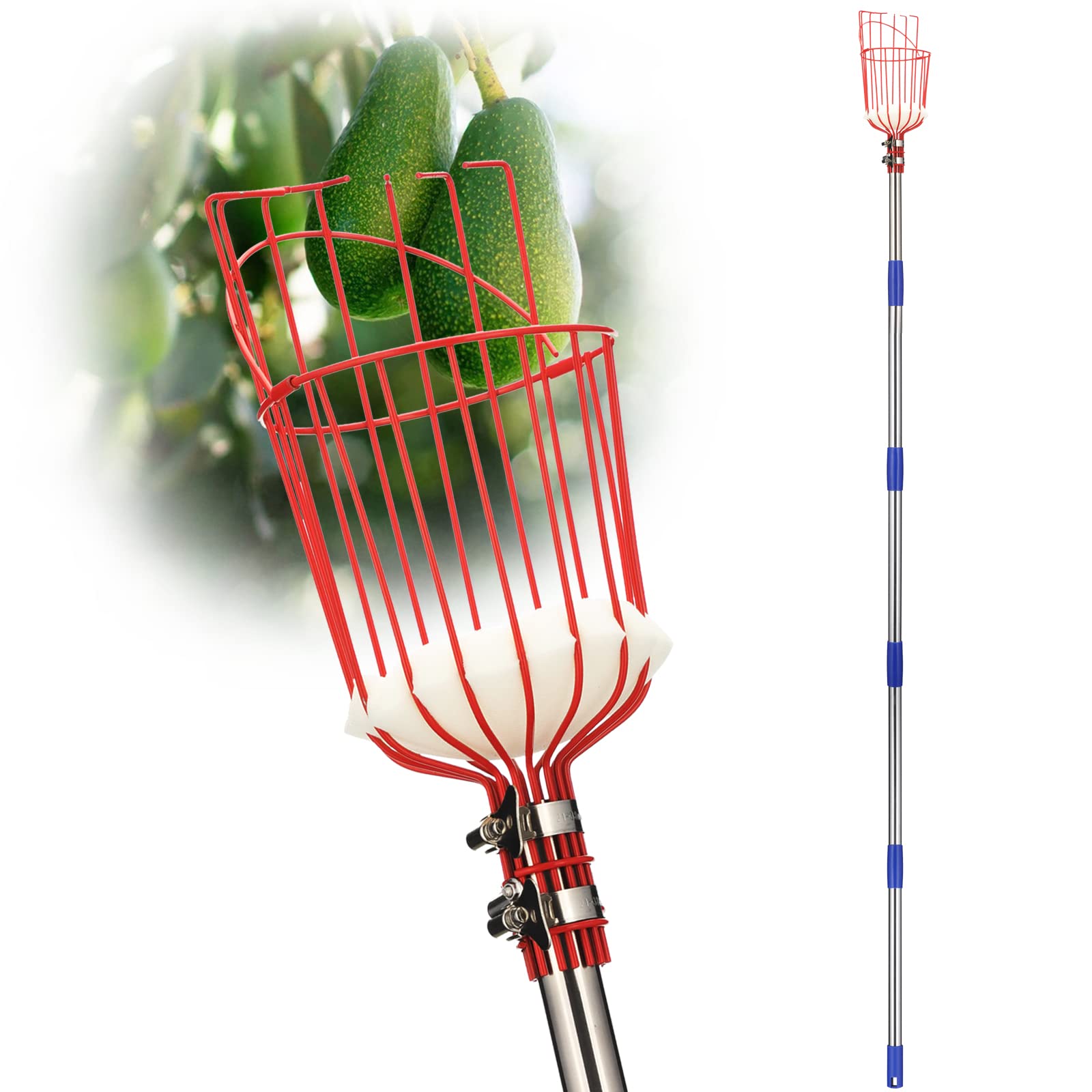 DonSail Fruit Picker Pole Tool with Basket, 35-95 Inch Adjustable