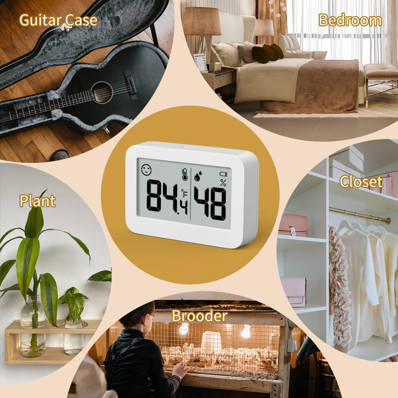 DOOMAY Mini Hygrometer Indoor Thermometer with CR2032 batteries