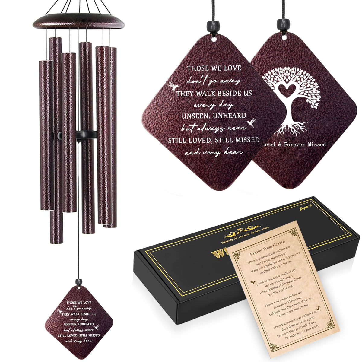 Doopeer 32-inch memorial wind chimes in bronze finish