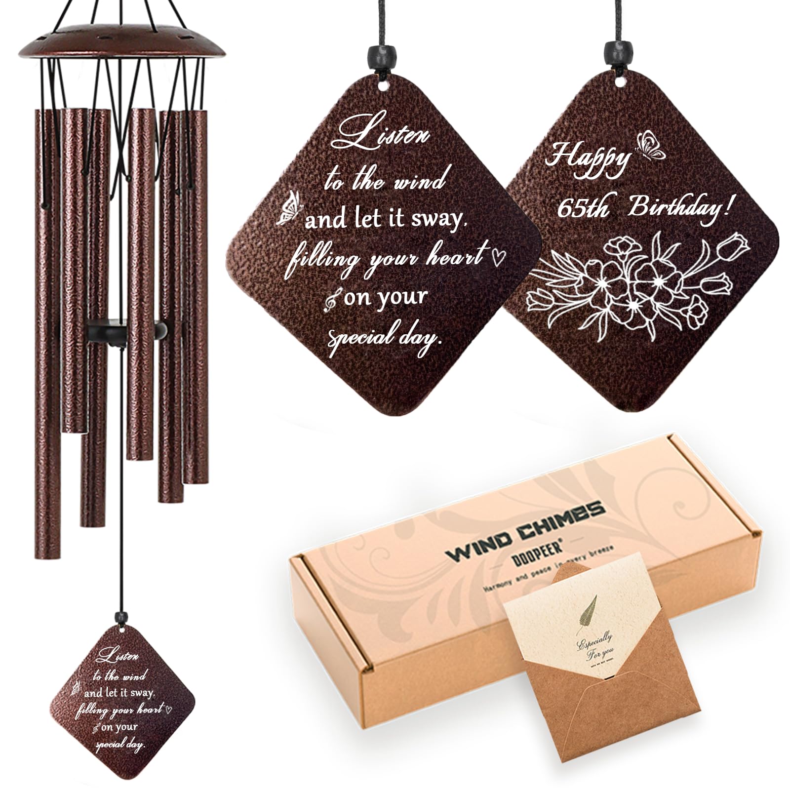 Doopeer 32-inch wind chime with bronze tone and blessing text