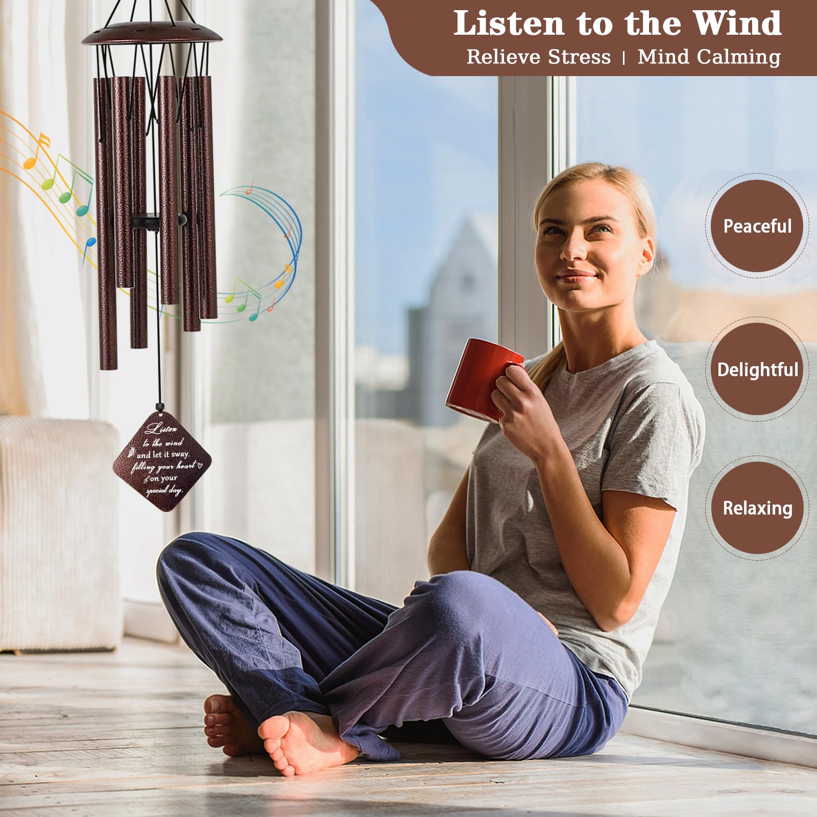 Doopeer wind chime hanging in a garden setting