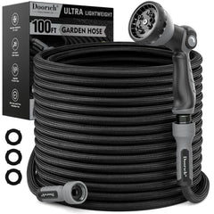 Doorich 100FT garden hose with spray nozzle, black colour