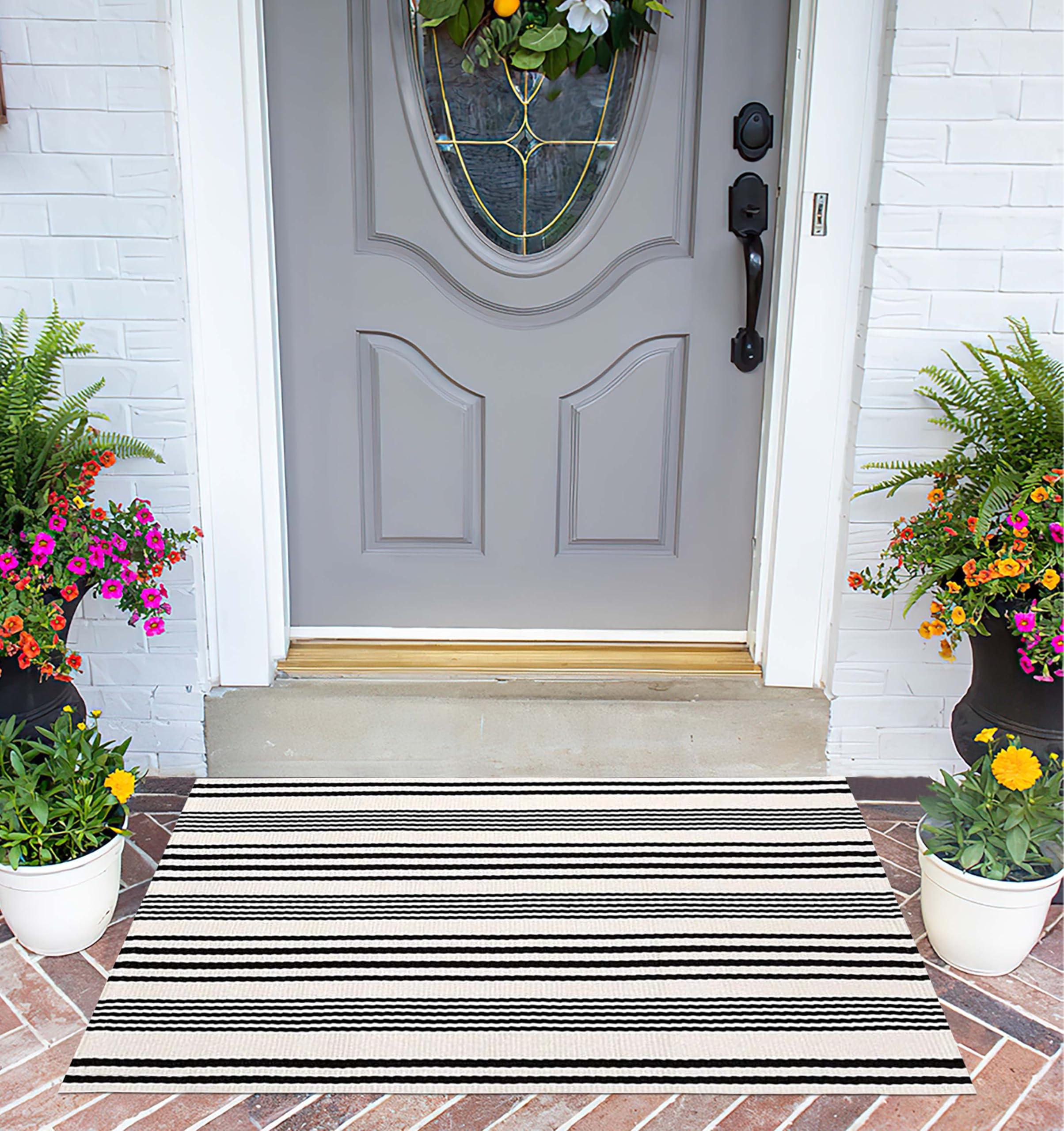 Doormat displayed with welcome mat for layered effect