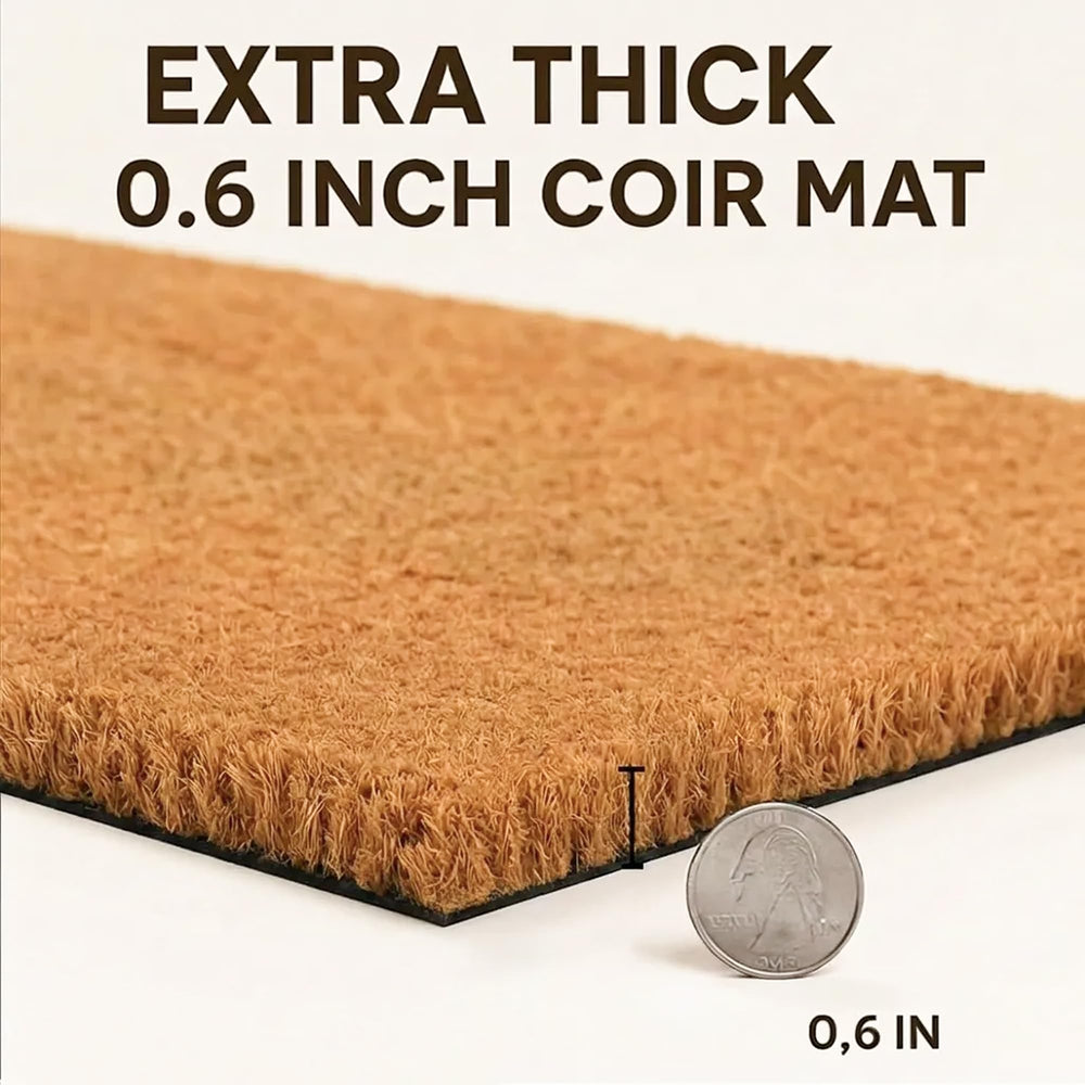 Doormat with shoes to show dirt scraping surface