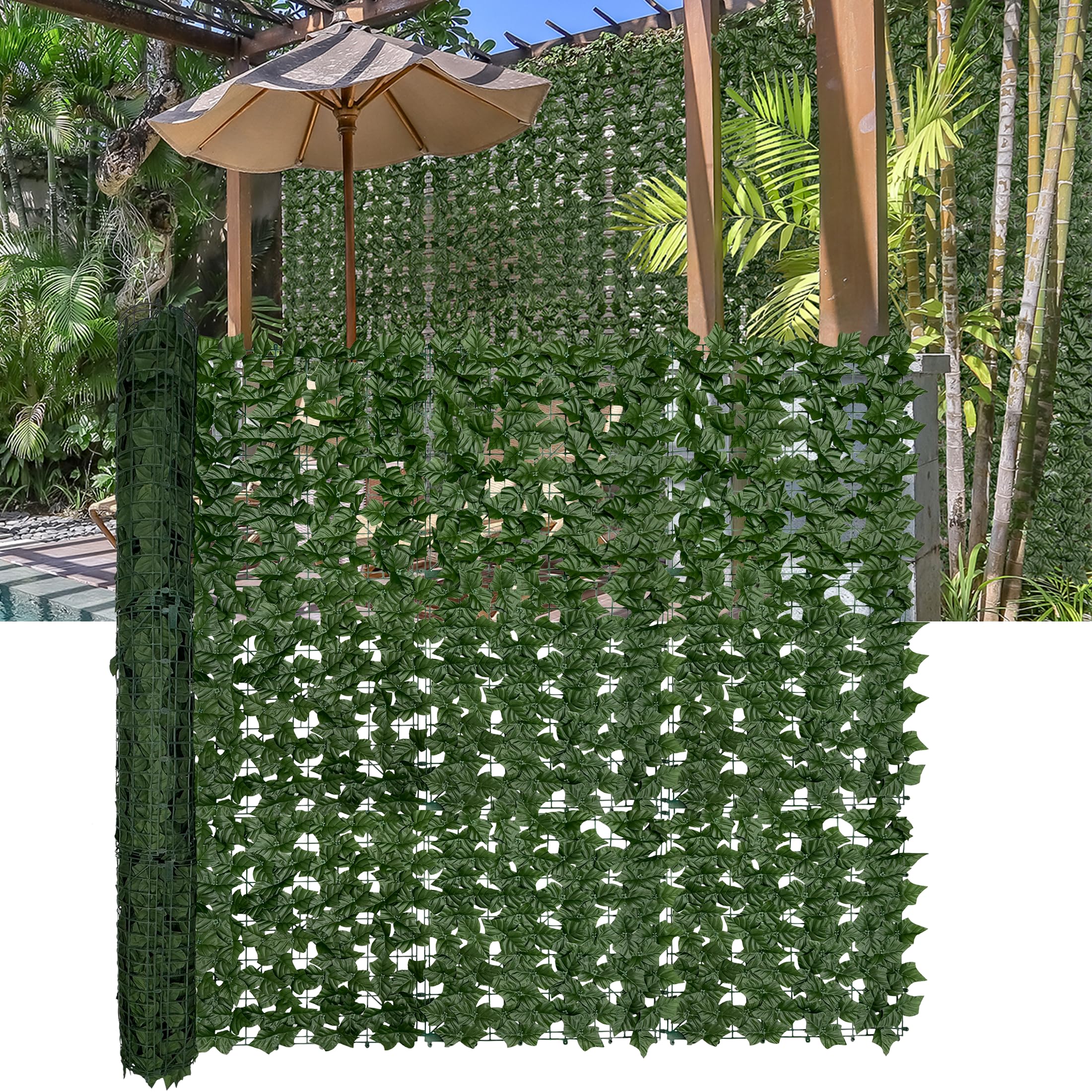 DOPGIB Artificial Ivy Privacy Fence Screen, 60"x140", green panel