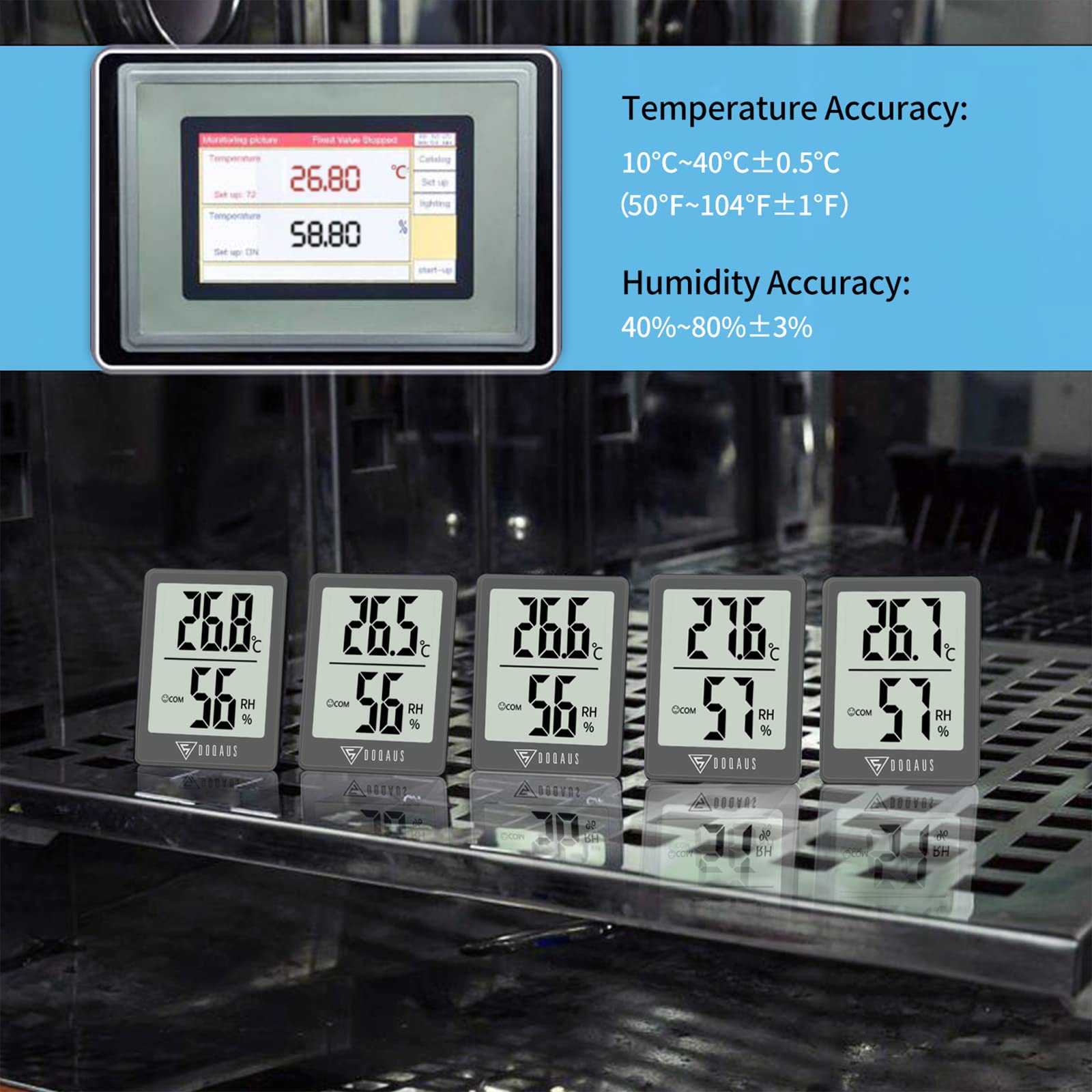DOQAUS Digital Hygrometer grey model side view