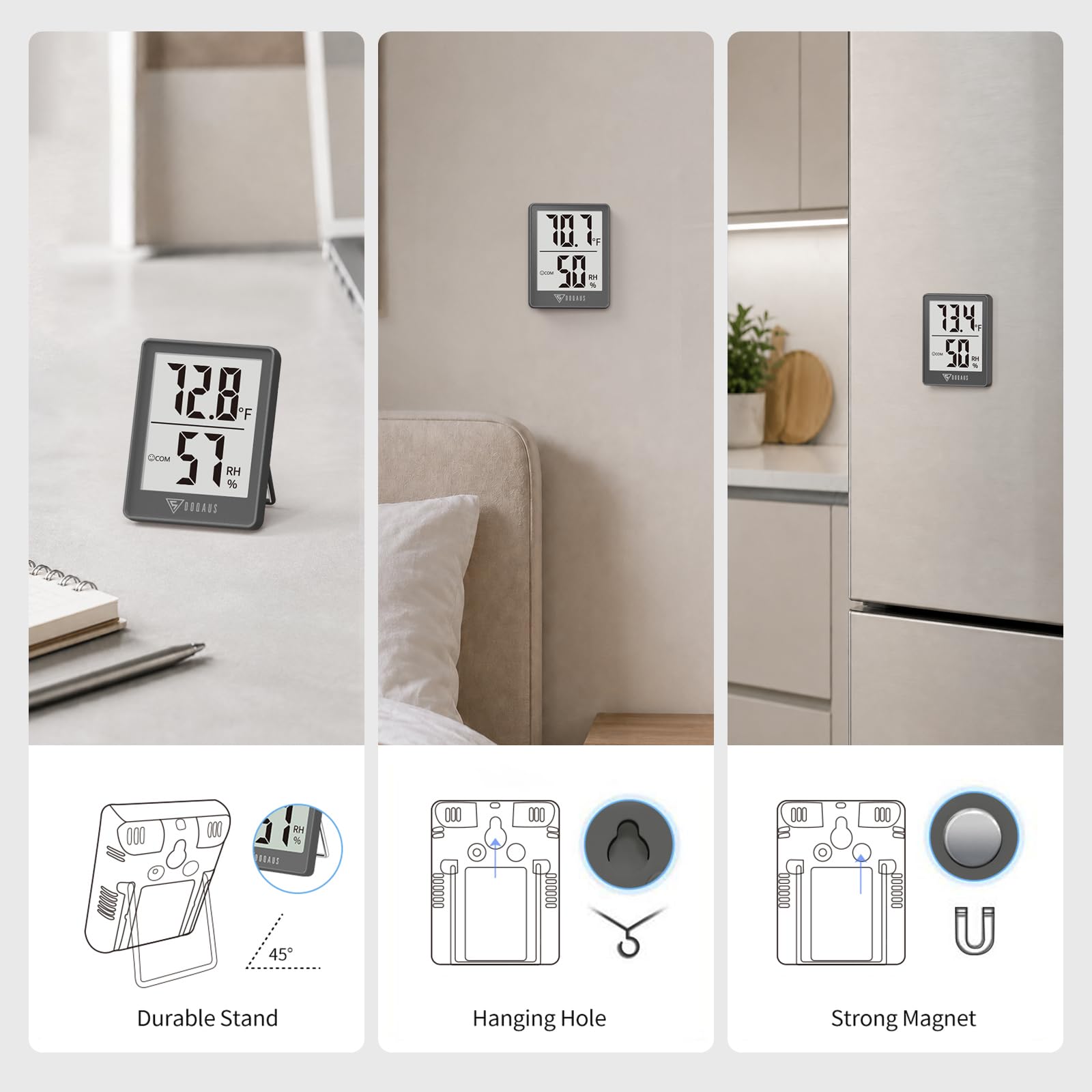 DOQAUS Digital Hygrometer in a kitchen setting