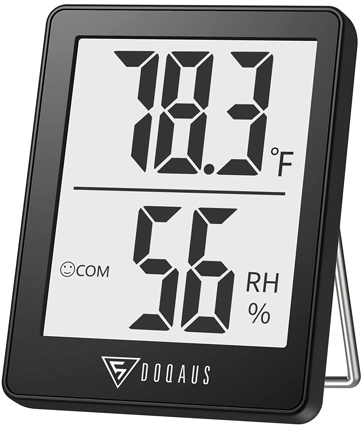 DOQAUS Digital Hygrometer Indoor Thermometer black front view