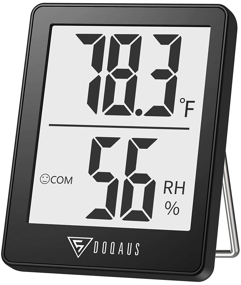 DOQAUS Digital Hygrometer Indoor Thermometer black front view