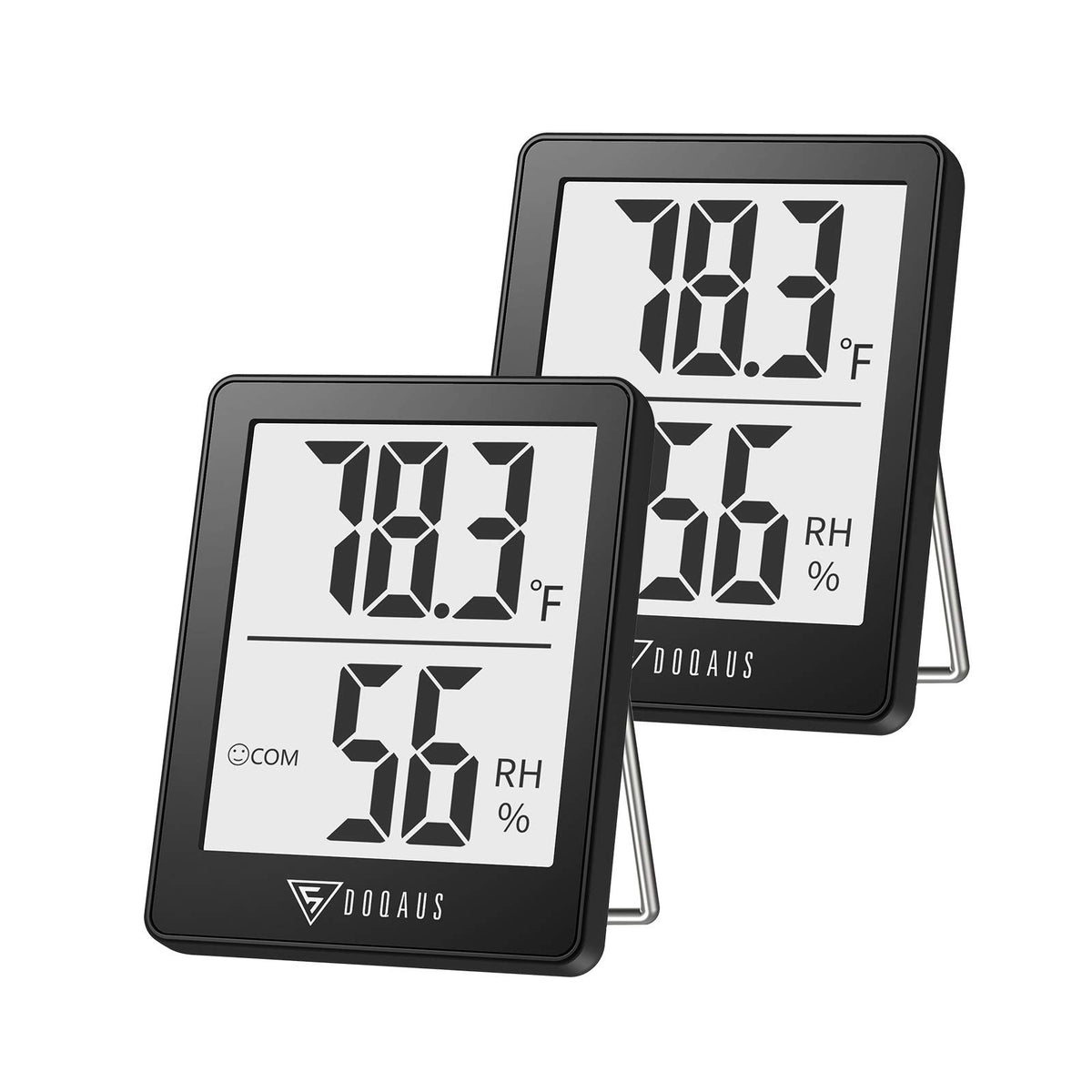 DOQAUS Digital Hygrometer Indoor Thermometer front view, black