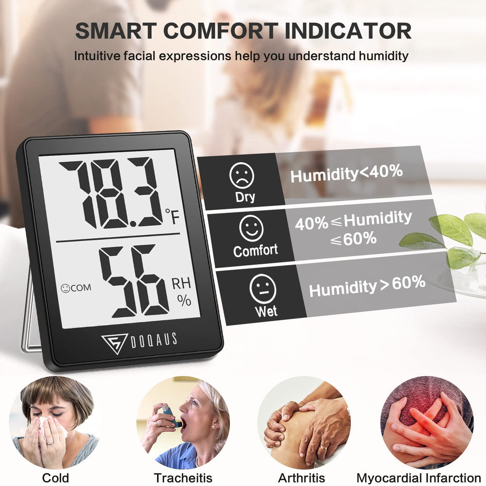 DOQAUS Digital Hygrometer Indoor Thermometer side view