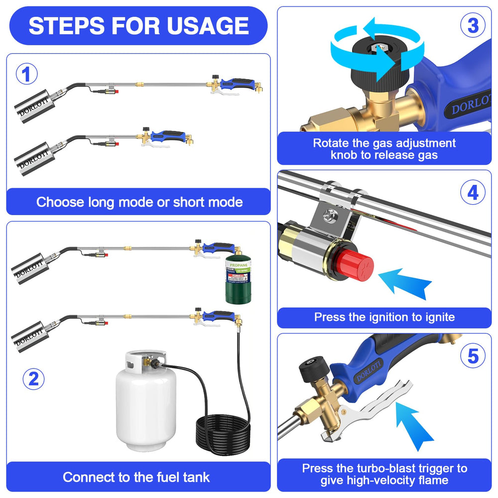 DORLOTI propane torch in short mode for grilling