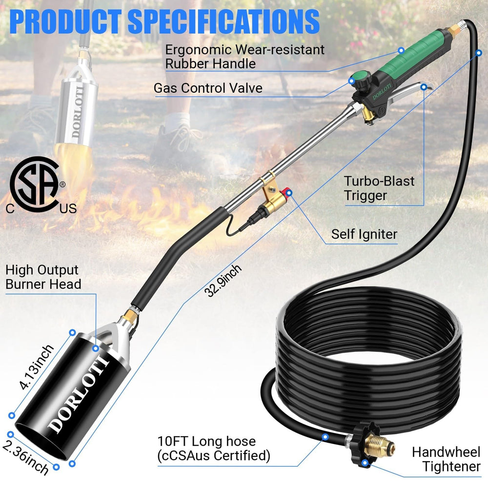 DORLOTI propane torch showing large nozzle design