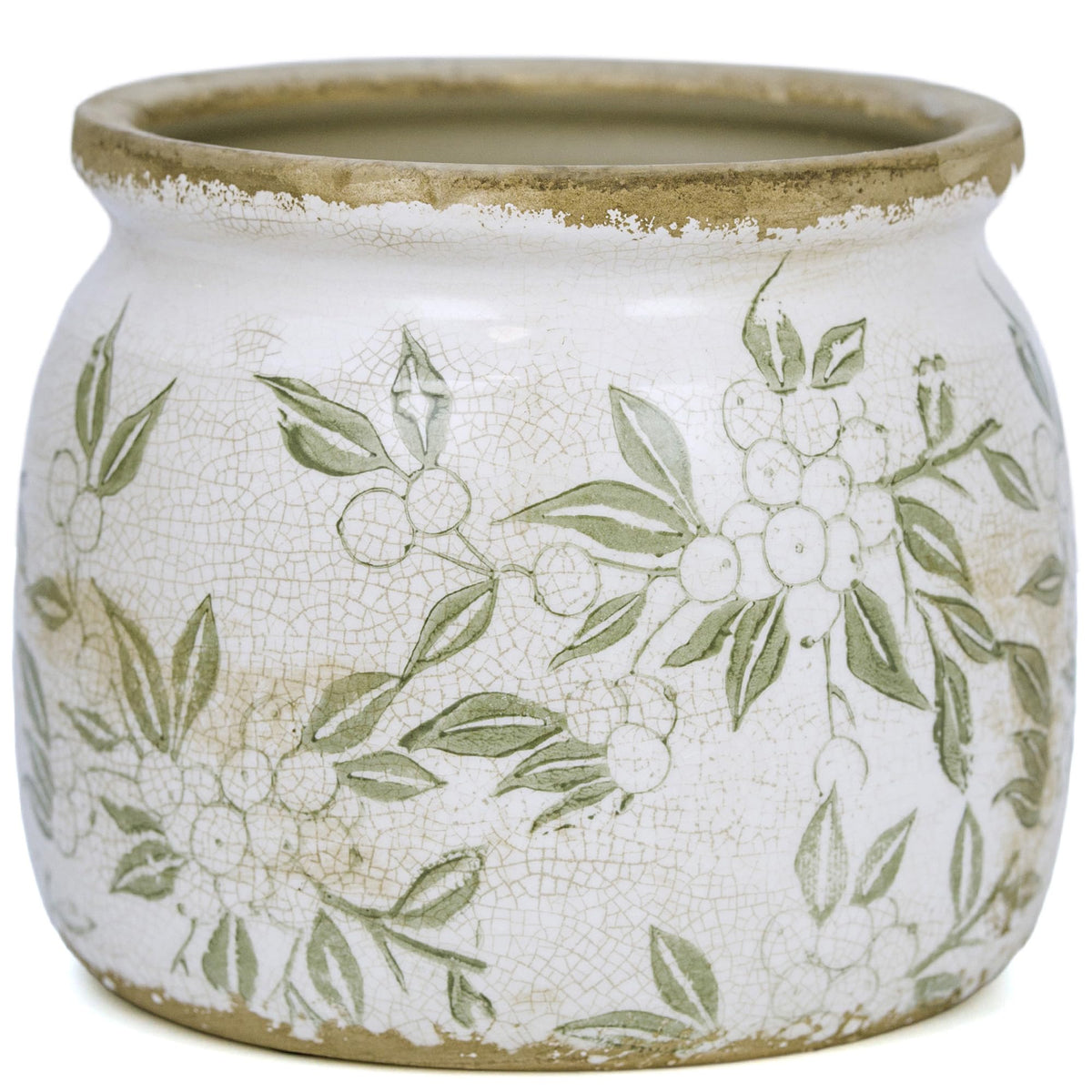 Dosayes Flower Pot vintage ceramic with ice crackle pattern